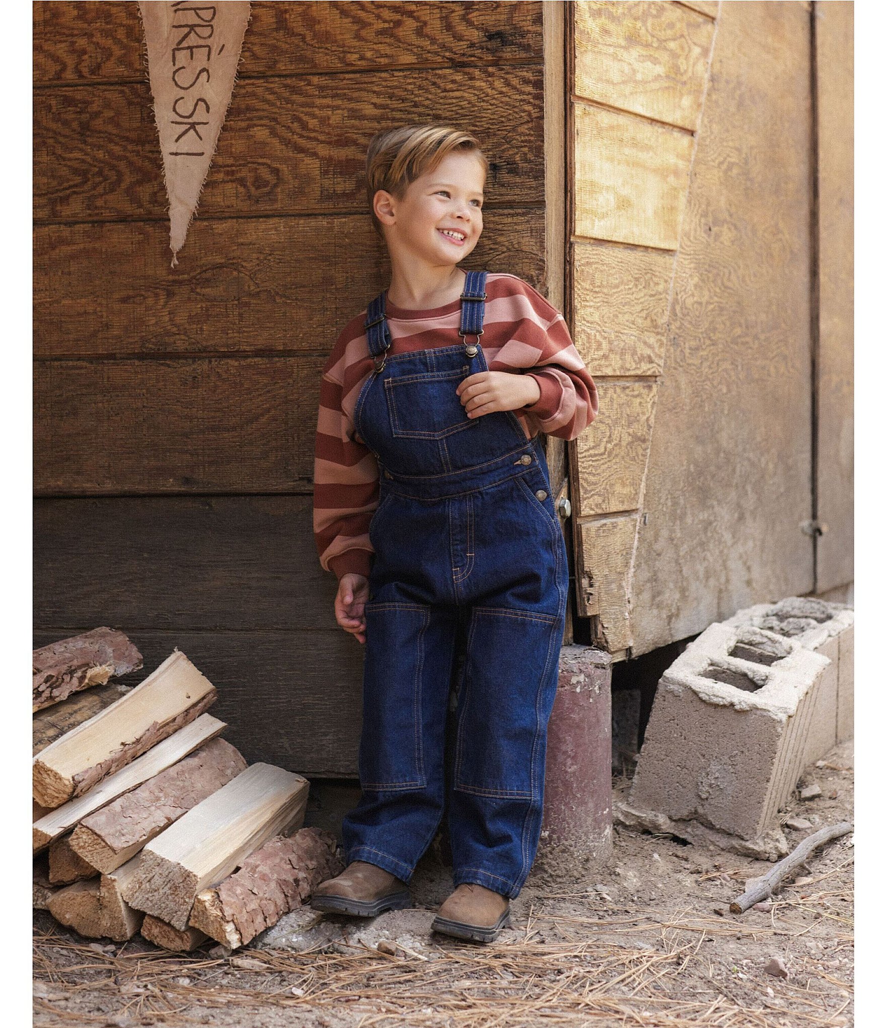 Rylee + Cru Little Boys Denim Utility Overalls