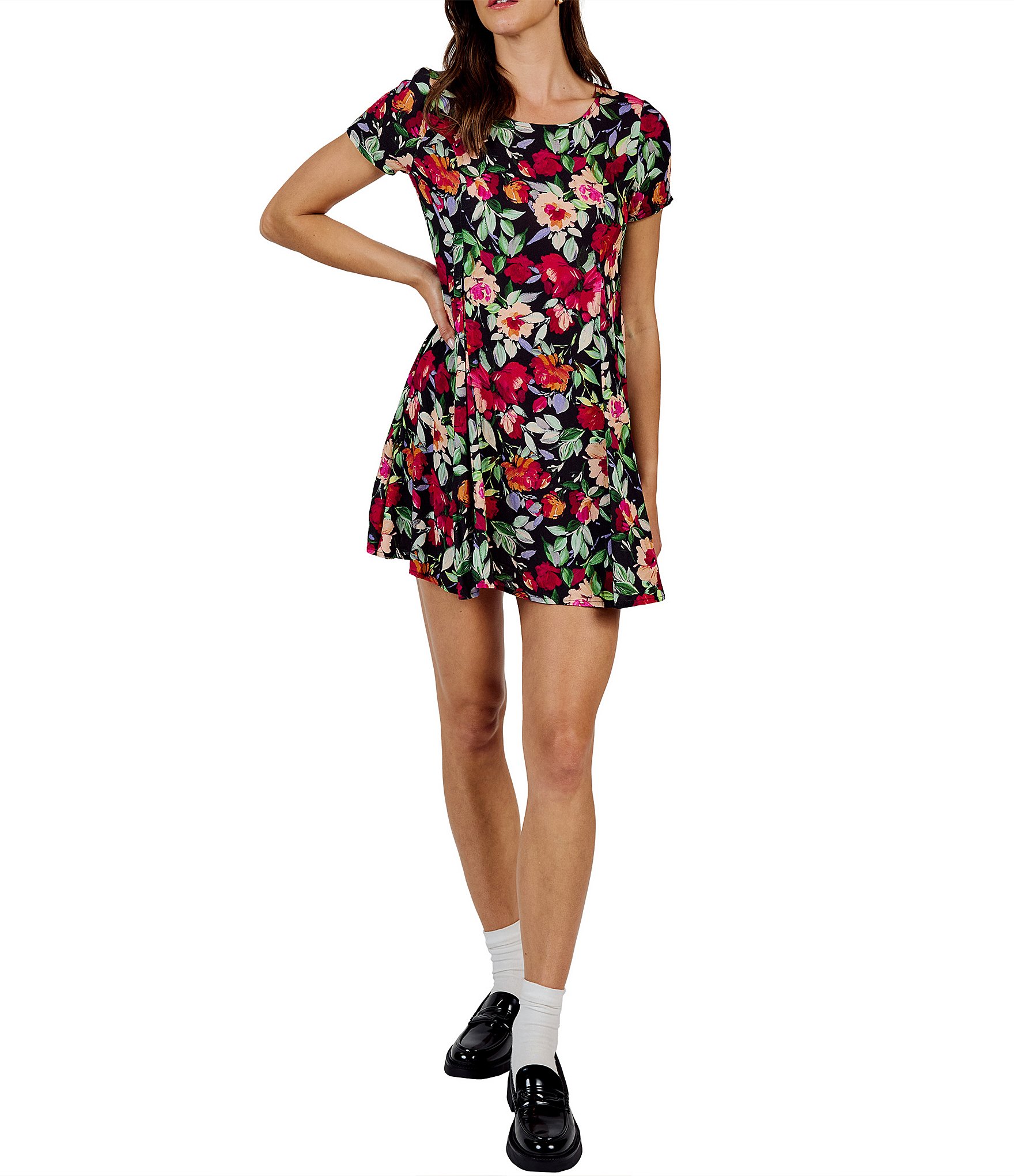 SLAldora Dress in night sky flower print polyester