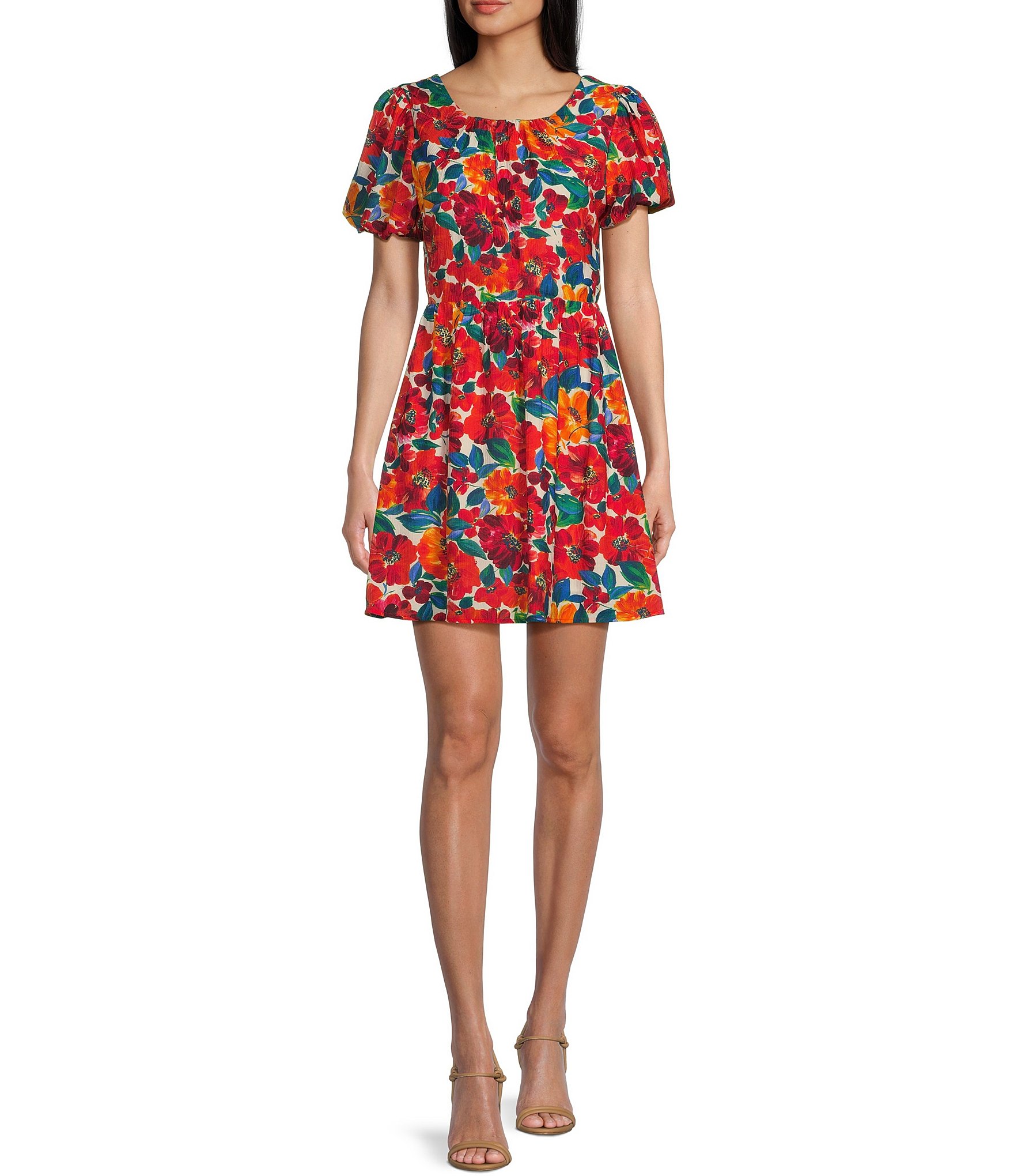 Sadie & Sage Confetti Puff Sleeve Floral Print Mini Dress | Dillard's