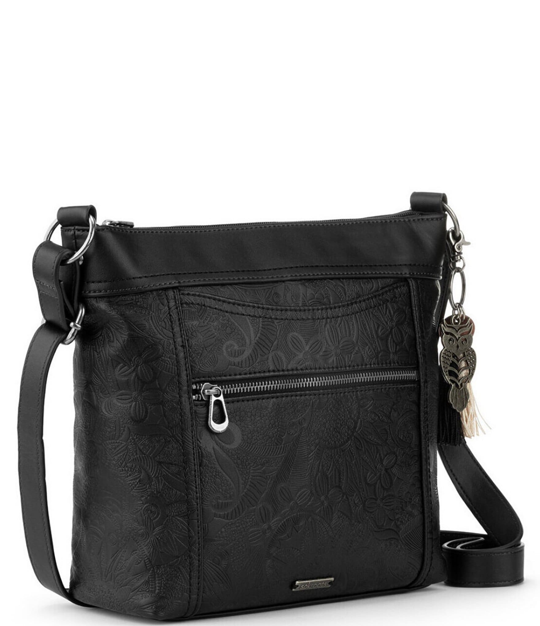 Sakroots Arcadia Recycled Vegan Leather Gen Black Floral Crossbody Bag