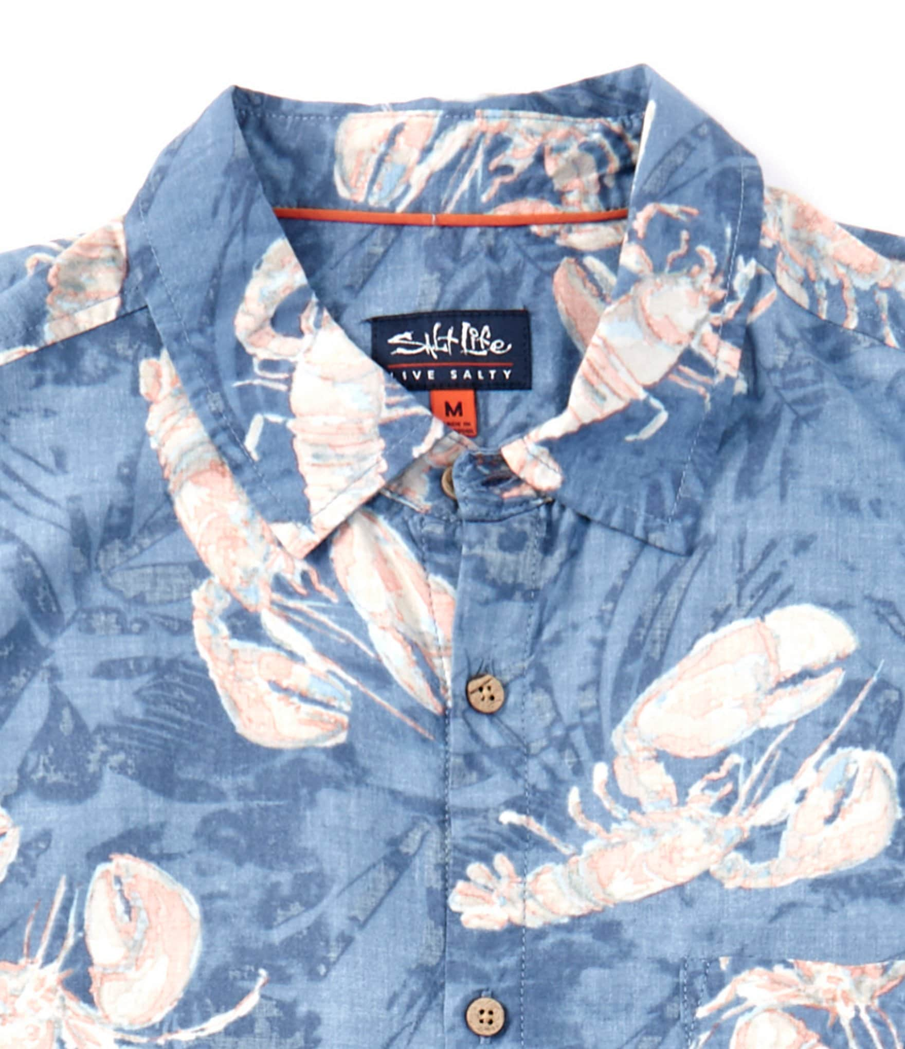 Salt Life Short Sleeve Rock Lobster Reverse Print Woven Shirt