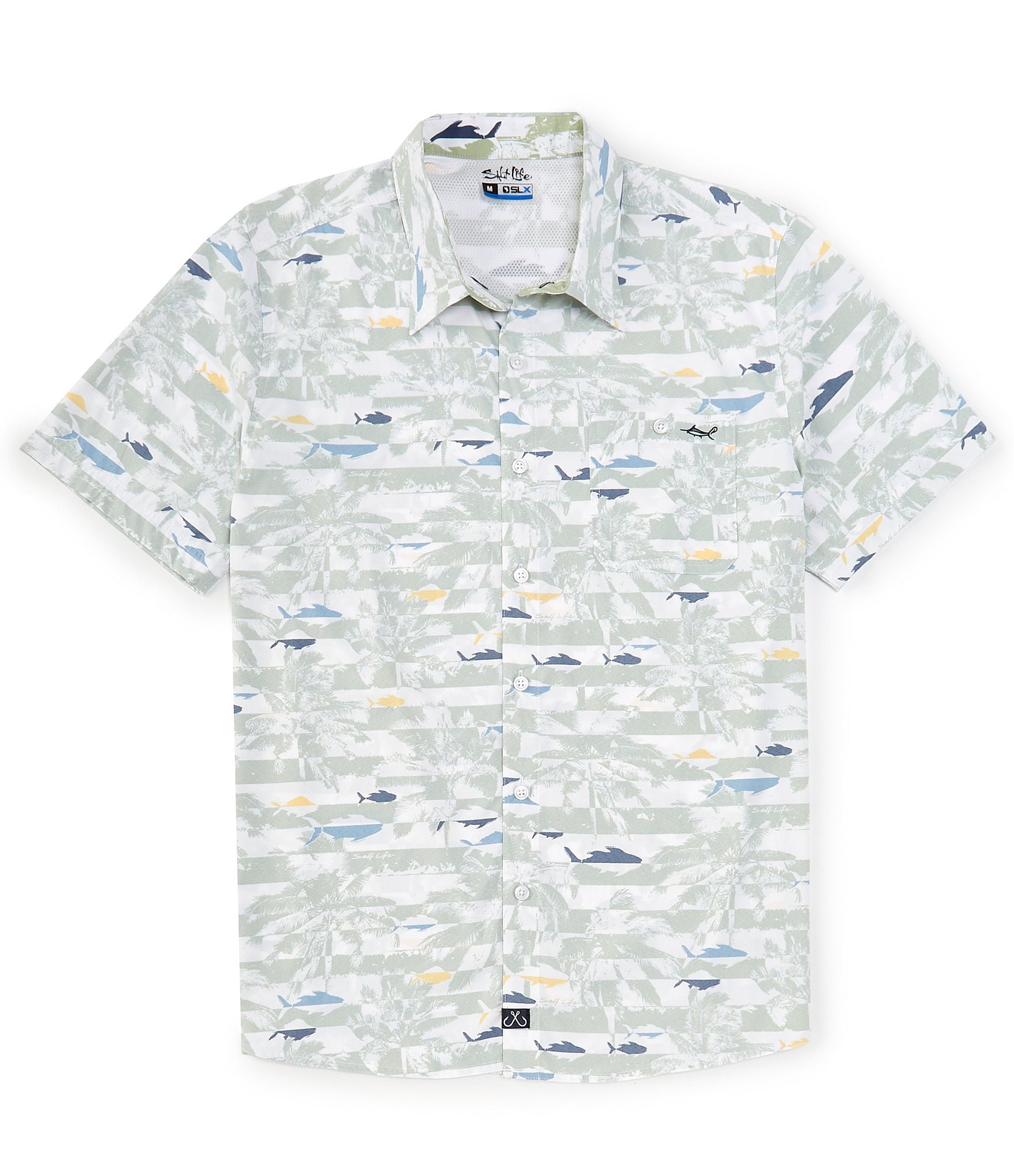 Salt Life Short Sleeve Sunshine State Fresh Mint Performance Stretch Woven Shirt