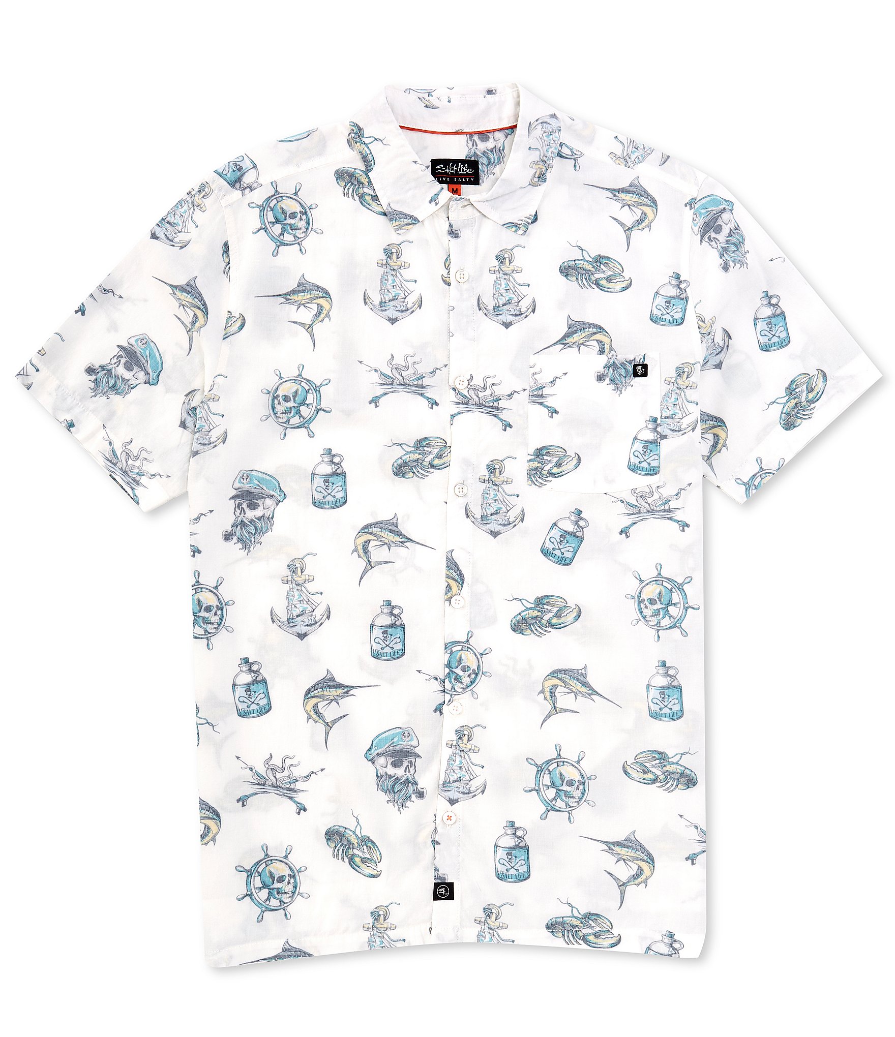 Salt Life Short Sleeve Tell No Tales Reverse Print Woven Shirt