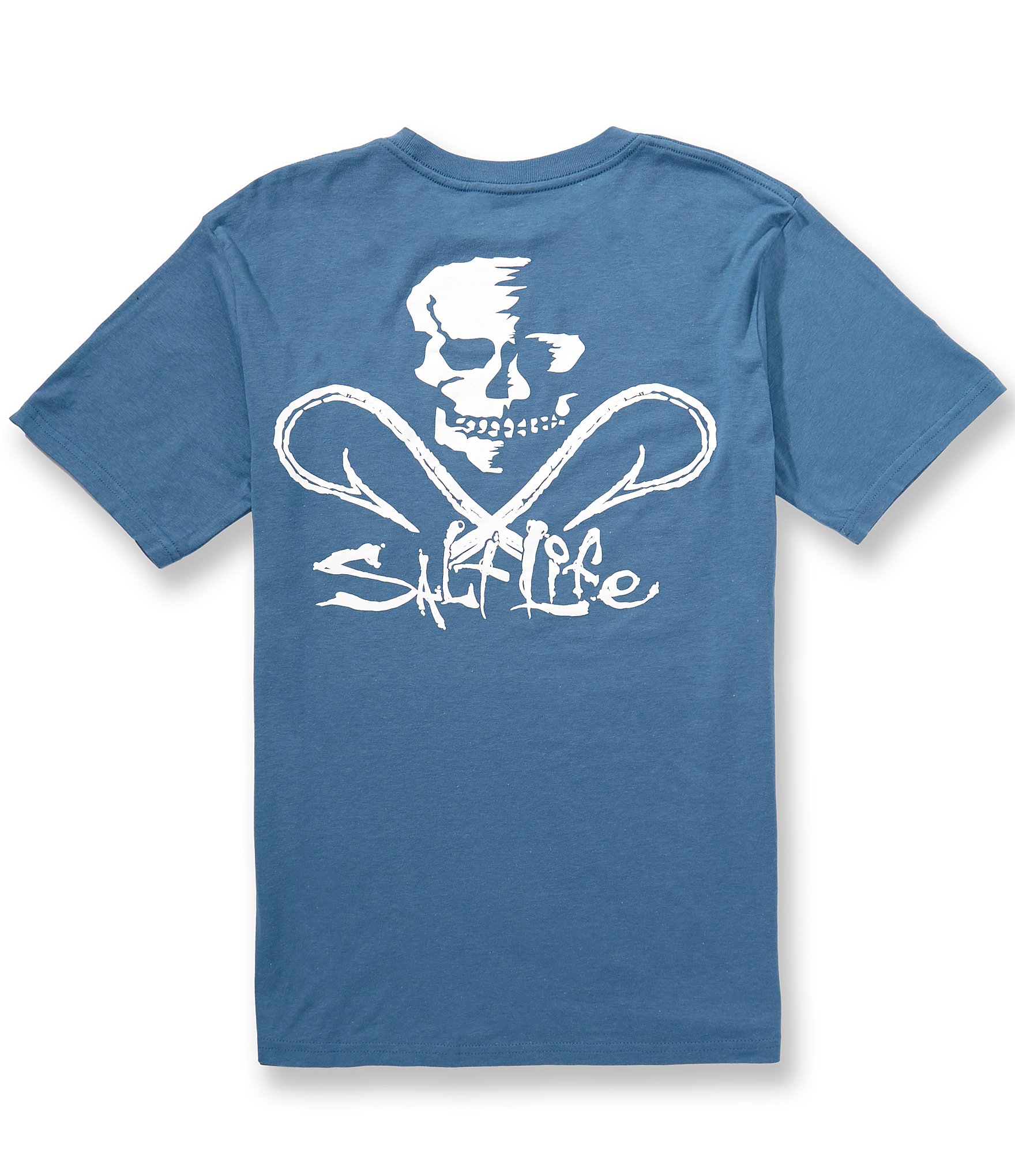 Salt Life Skull And Hooks Screen Print Short Sleeve Pocket T-Shirt