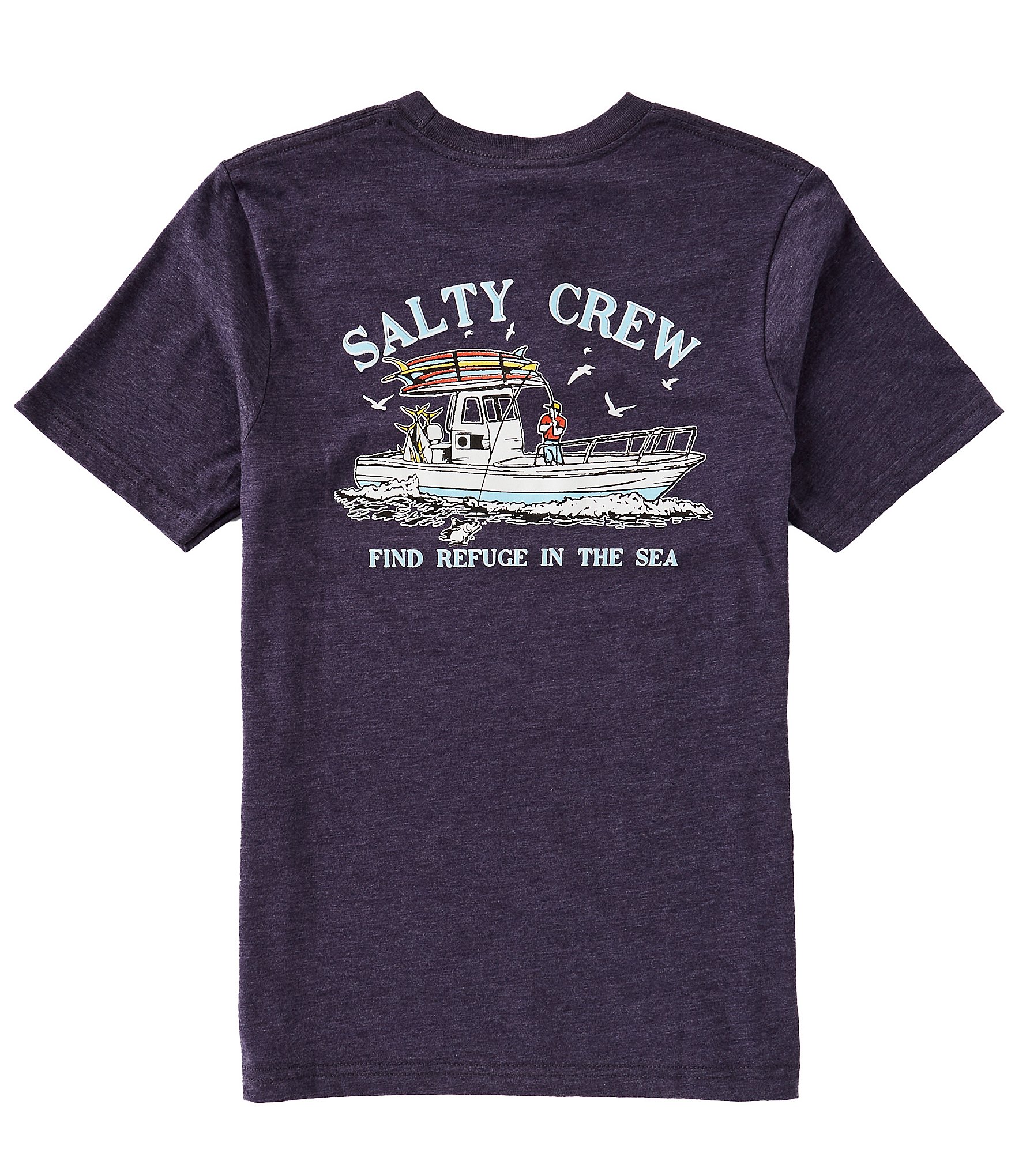 Salty Crew Big Boys 8-20 Short Sleeve #double;Find Refuge In The Sea#double; T-Shirt