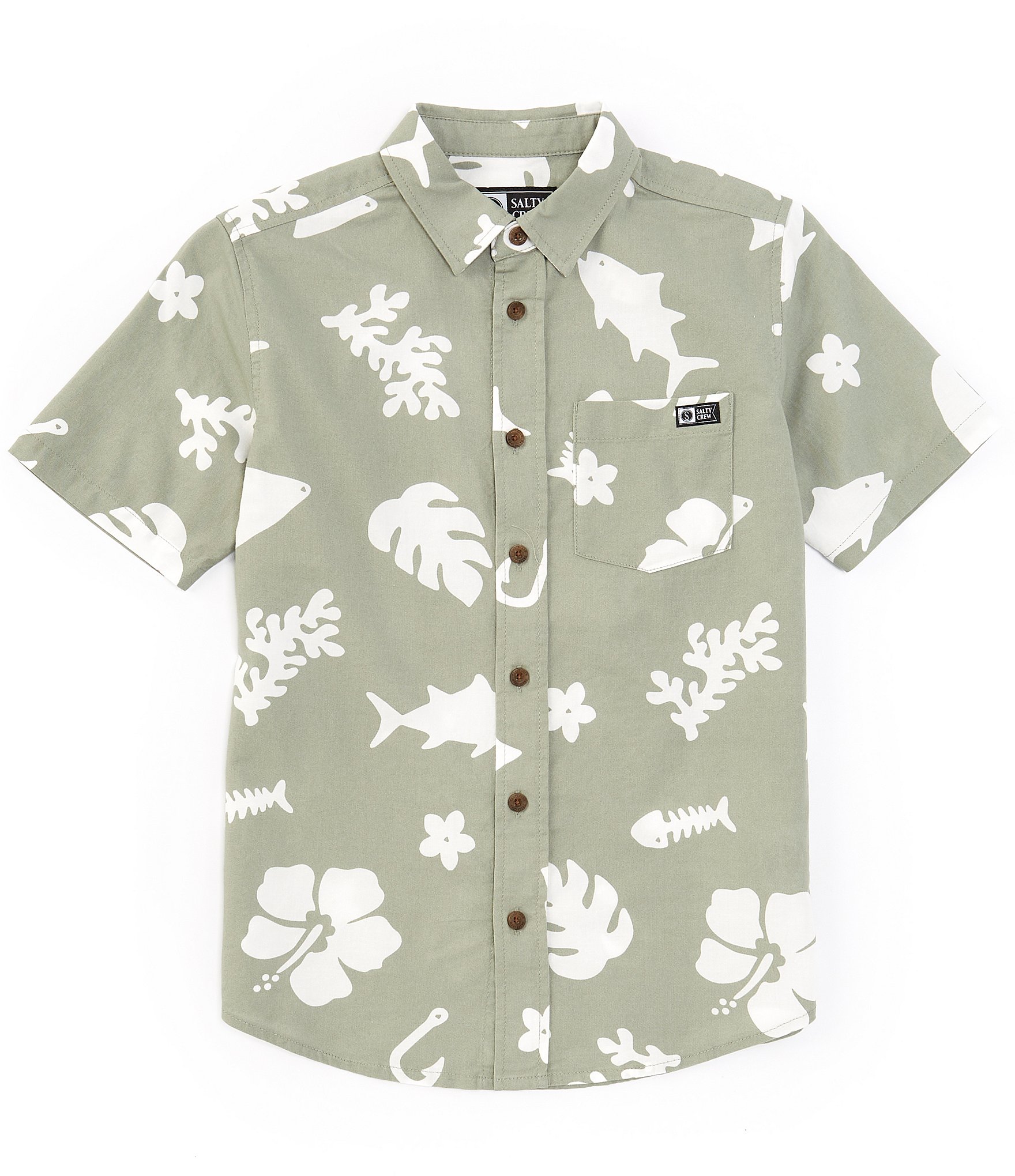 Salty Crew Big Boys 8-20 Short Sleeve Seaside Woven Shirt