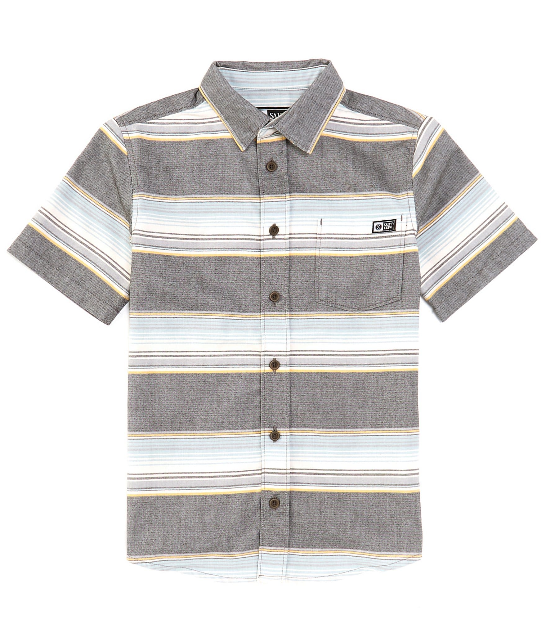 Salty Crew Big Boys 8-20 Short Sleeve Woven Dyed Stripe Shirt