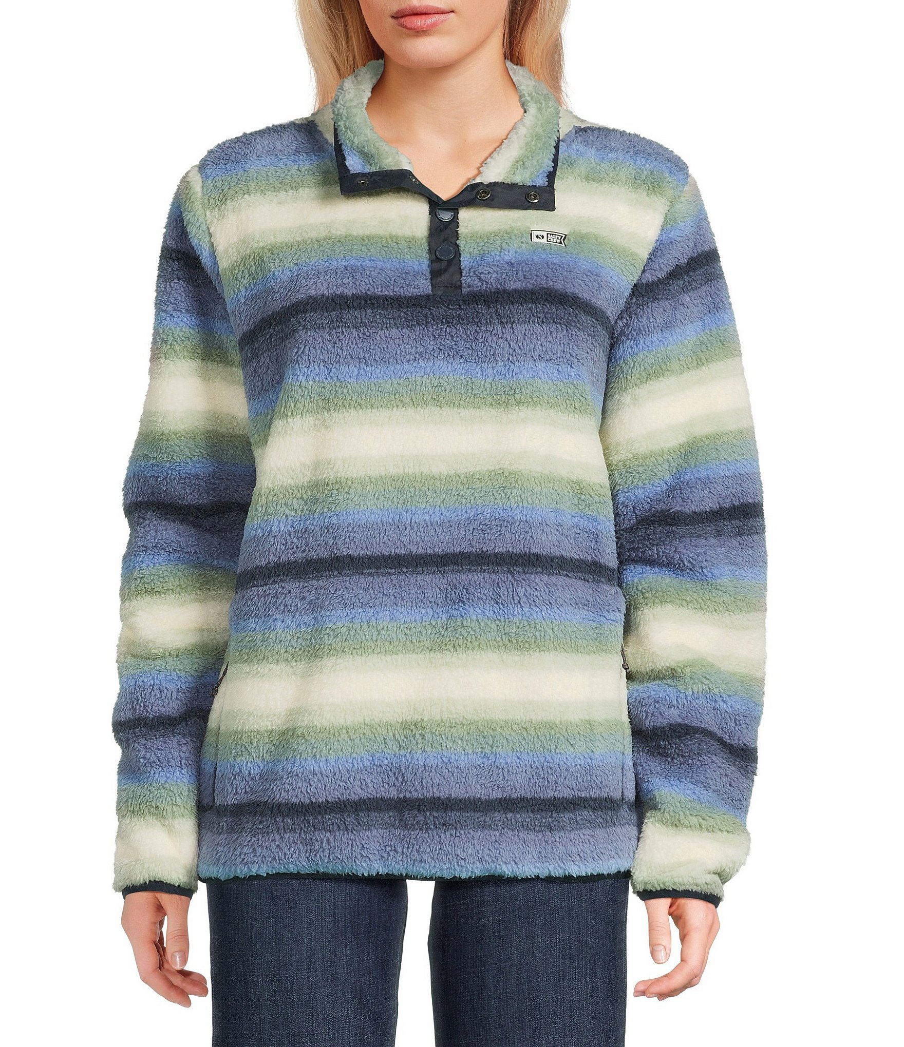 Salty Crew Calm Seas Long Sleeve Sherpa Striped Pullover