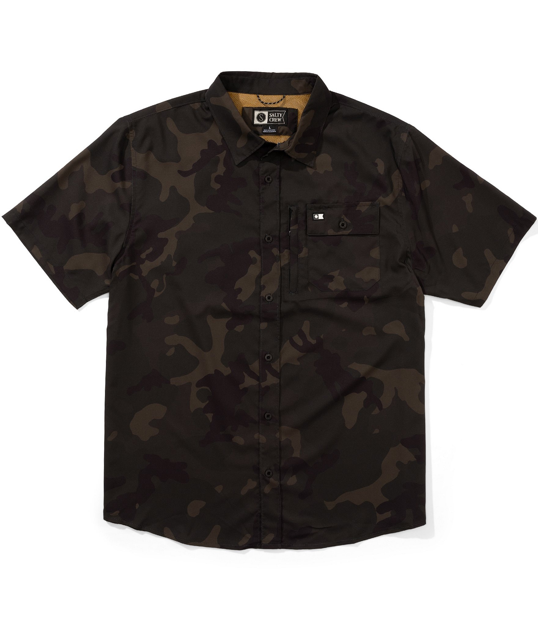 Chemise Salty Crew Tech Woven – Manches Courtes, Crème, Taille S, Neuve Avec étiquettes
