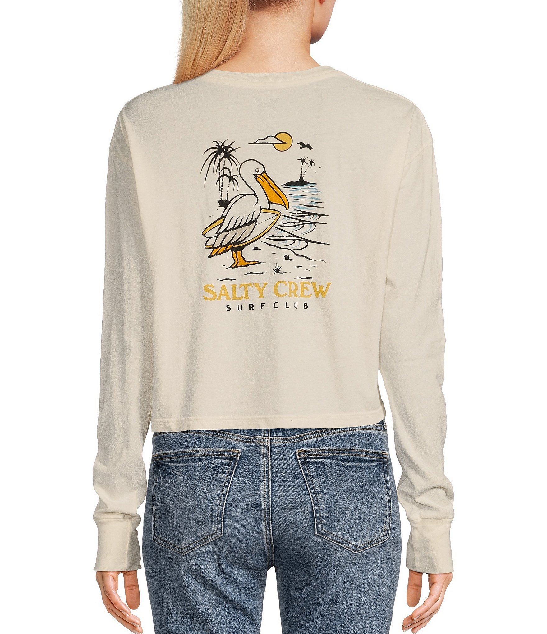 Salty Crew Long Sleeve Surf Check Cropped T-Shirt | Dillard's