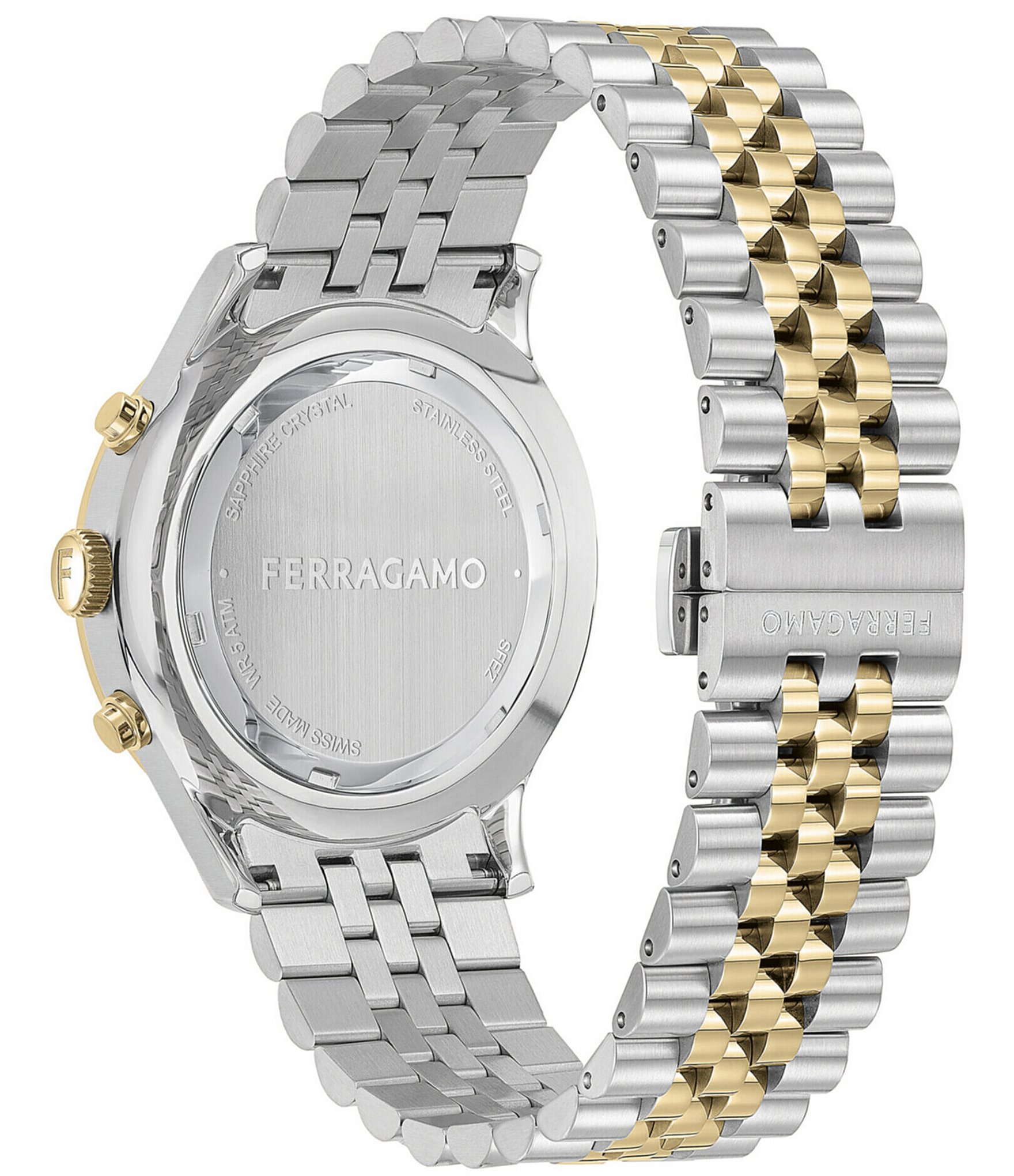 Salvatore Ferragamo Men's Duo Chronograph Two Tone Stainless Steel Bracelet Watch