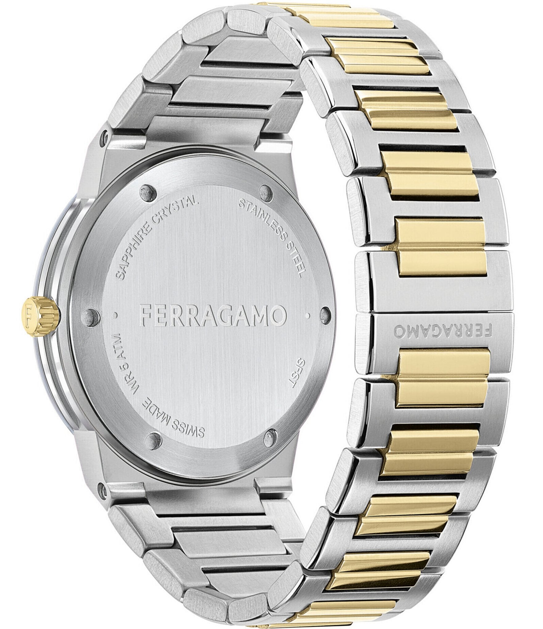 Salvatore Ferragamo Men's Infinity Sapphire Quartz Analog Two Tone Stainless Steel Bracelet Watch