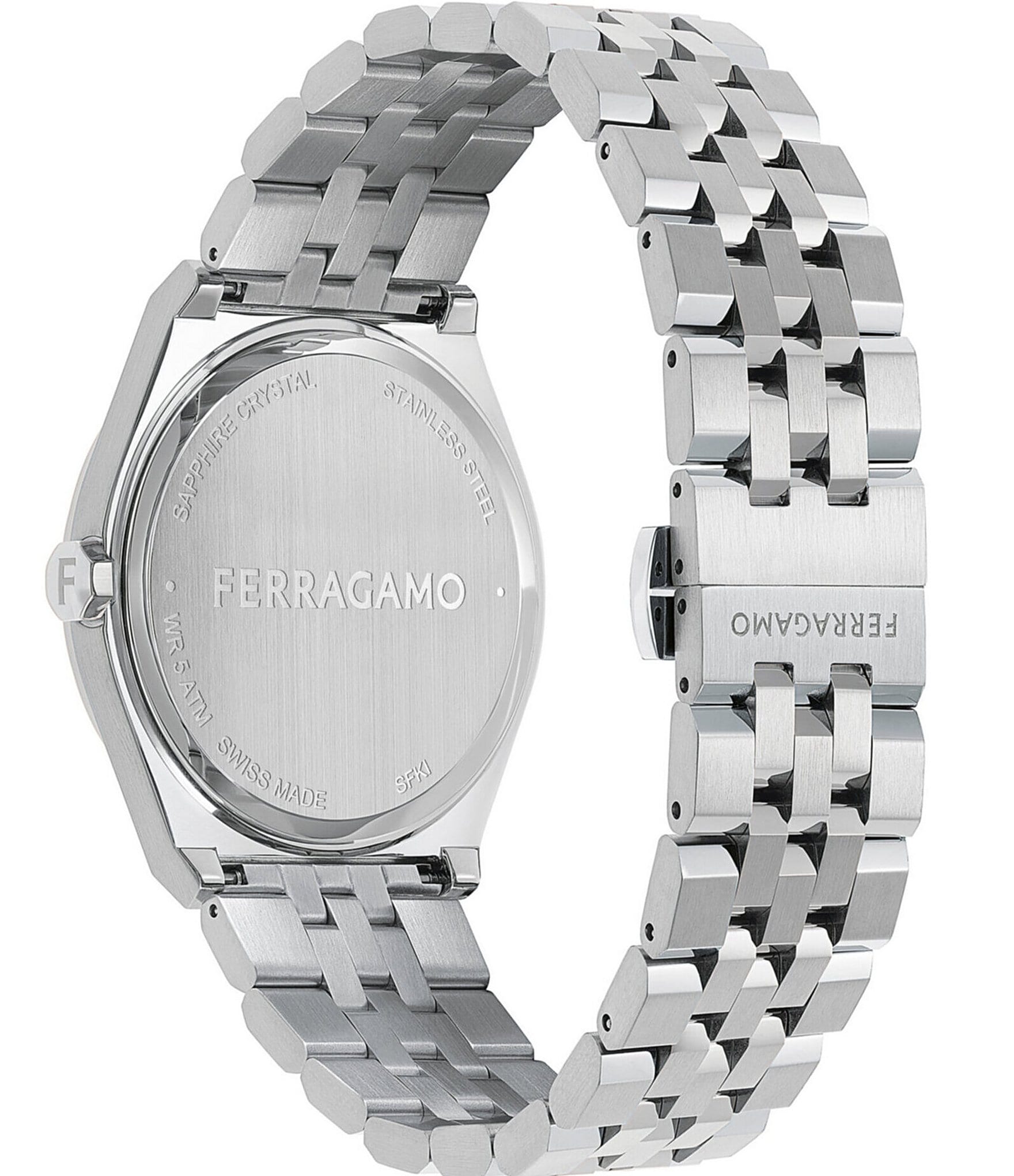 Salvatore Ferragamo Men's New Diamond Quartz Analog Two Tone Stainless Steel Bracelet Watch