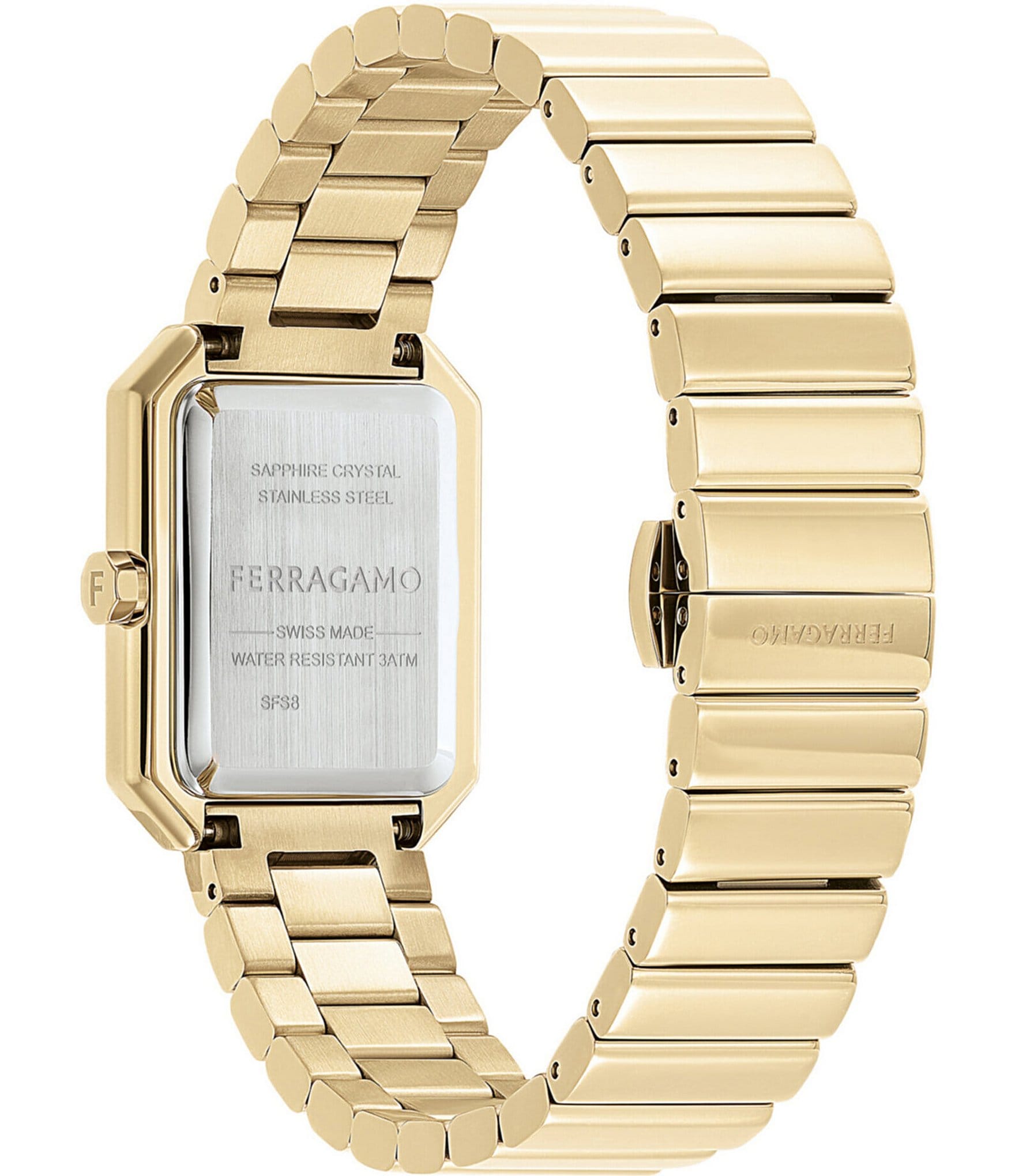 Salvatore Ferragamo Women's Crystal Quartz Analog Gold Tone Stainless Steel Bracelet Watch