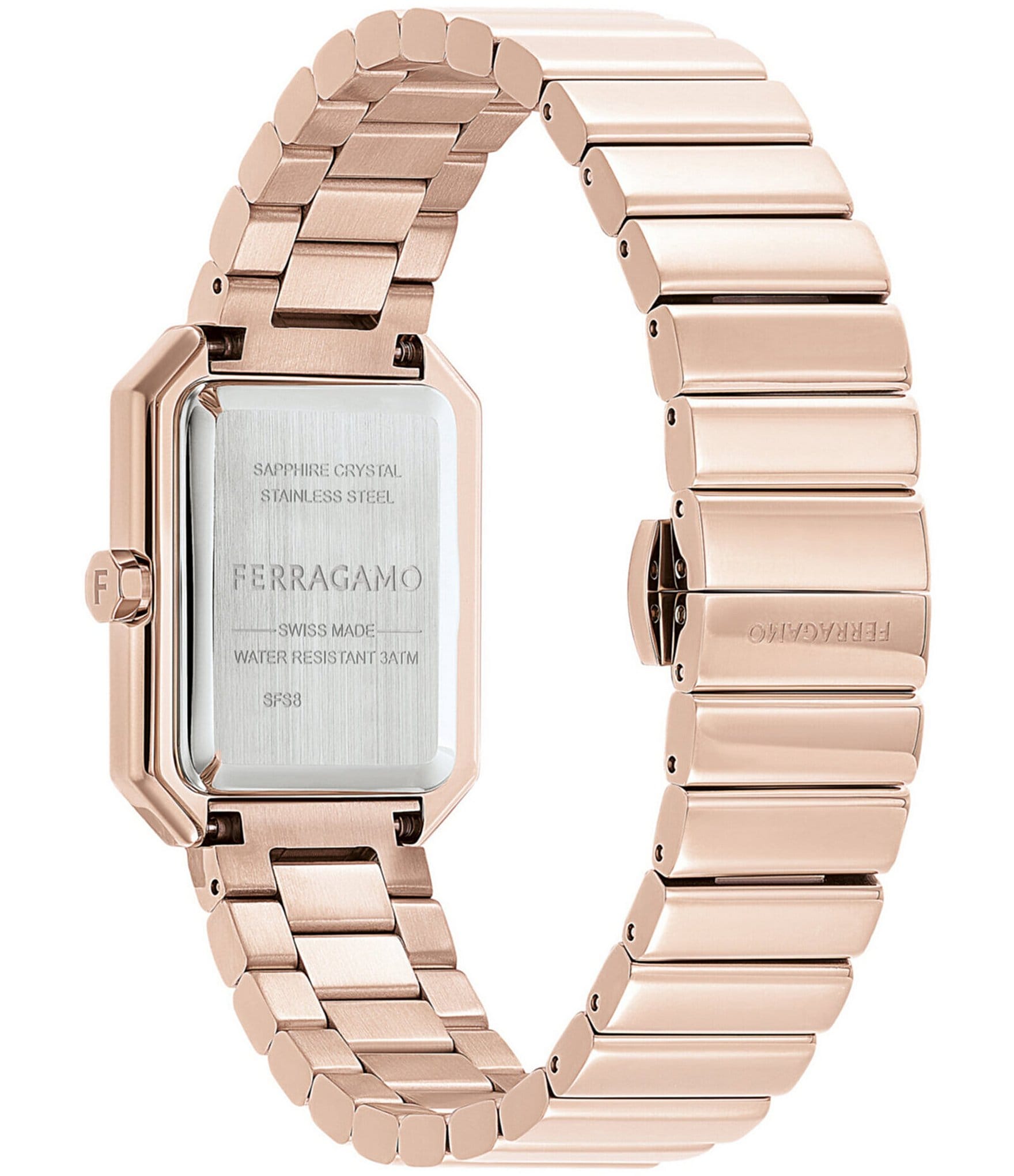 Salvatore Ferragamo Women's Crystal Quartz Analog Rose Gold Tone Stainless Steel Bracelet Watch