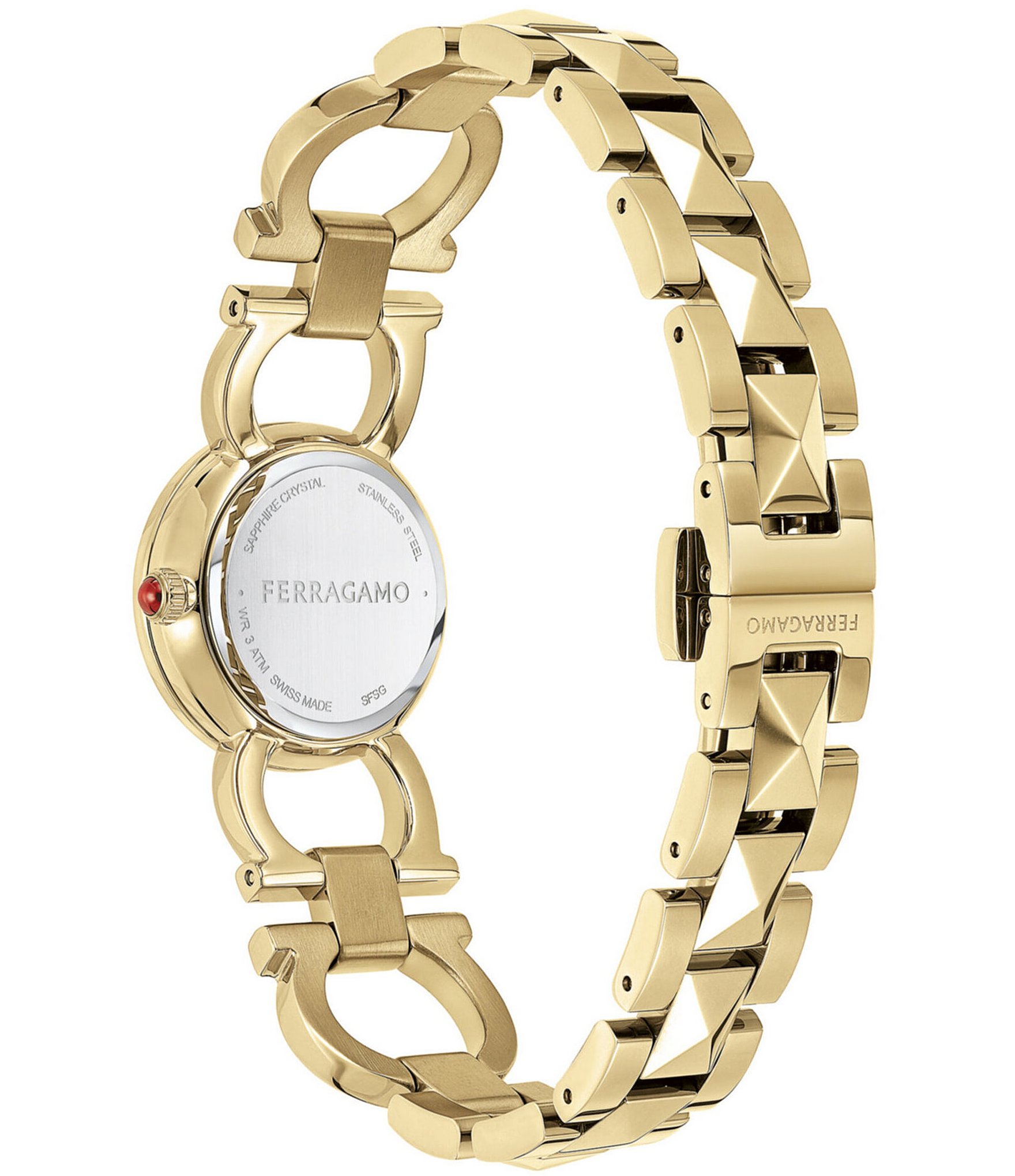 Salvatore Ferragamo Women's Double Gancini Stud Gold Stainless Steel Bracelet Watch