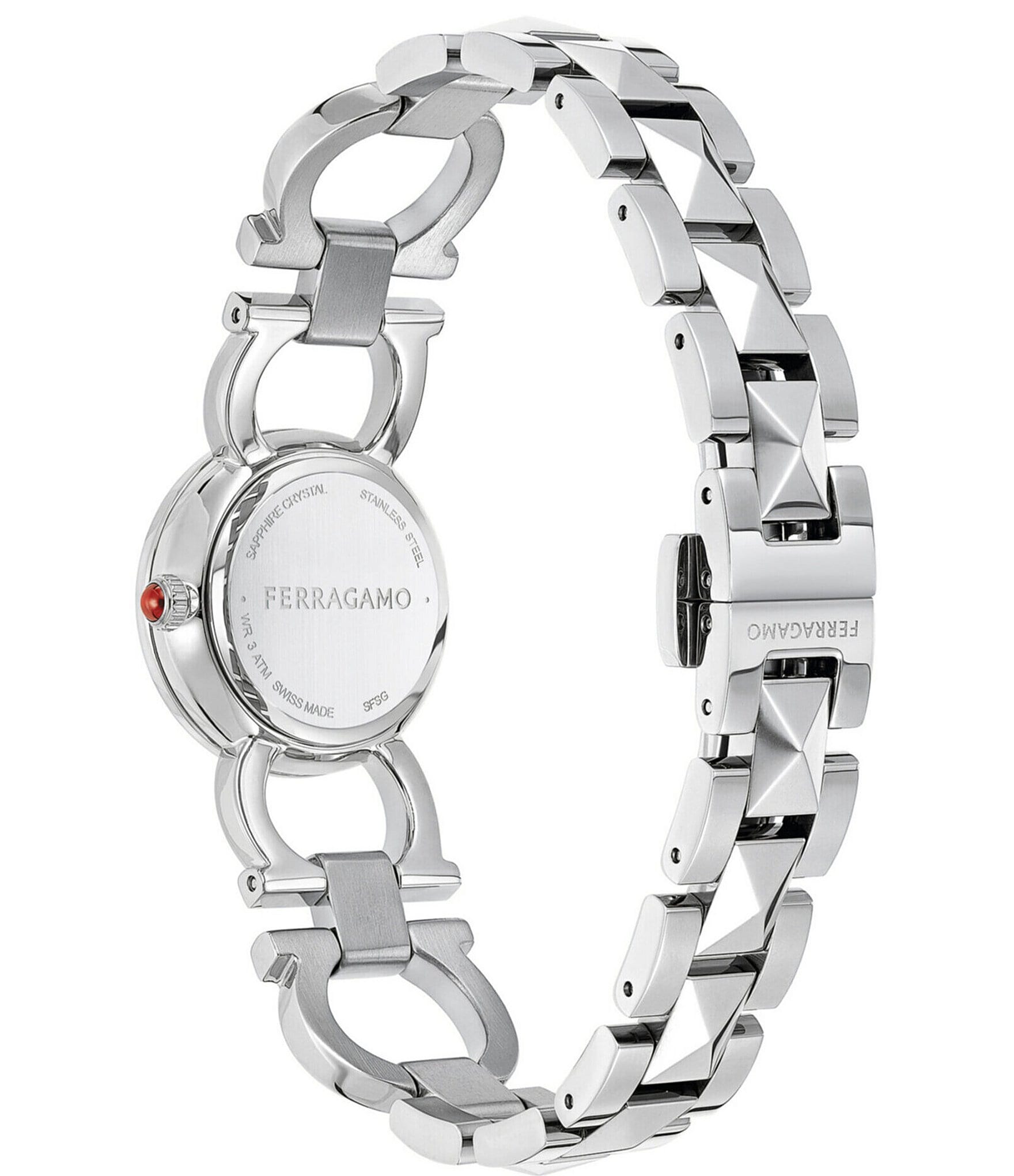 Salvatore Ferragamo Women's Double Gancini Stud Two Hand Stainless Steel Bracelet Watch