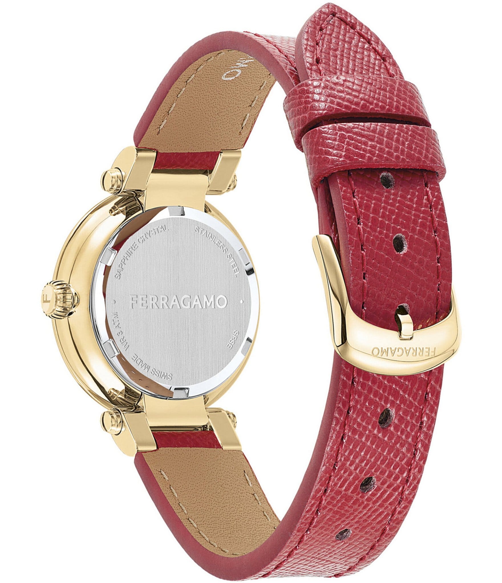 Salvatore Ferragamo Women's Softy Quartz Analog Red Leather Strap Watch