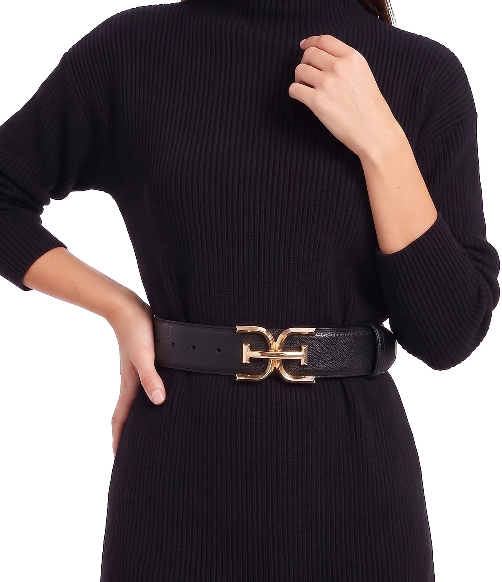 Sam Edelman 1.5#double; EE Leather Logo Belt