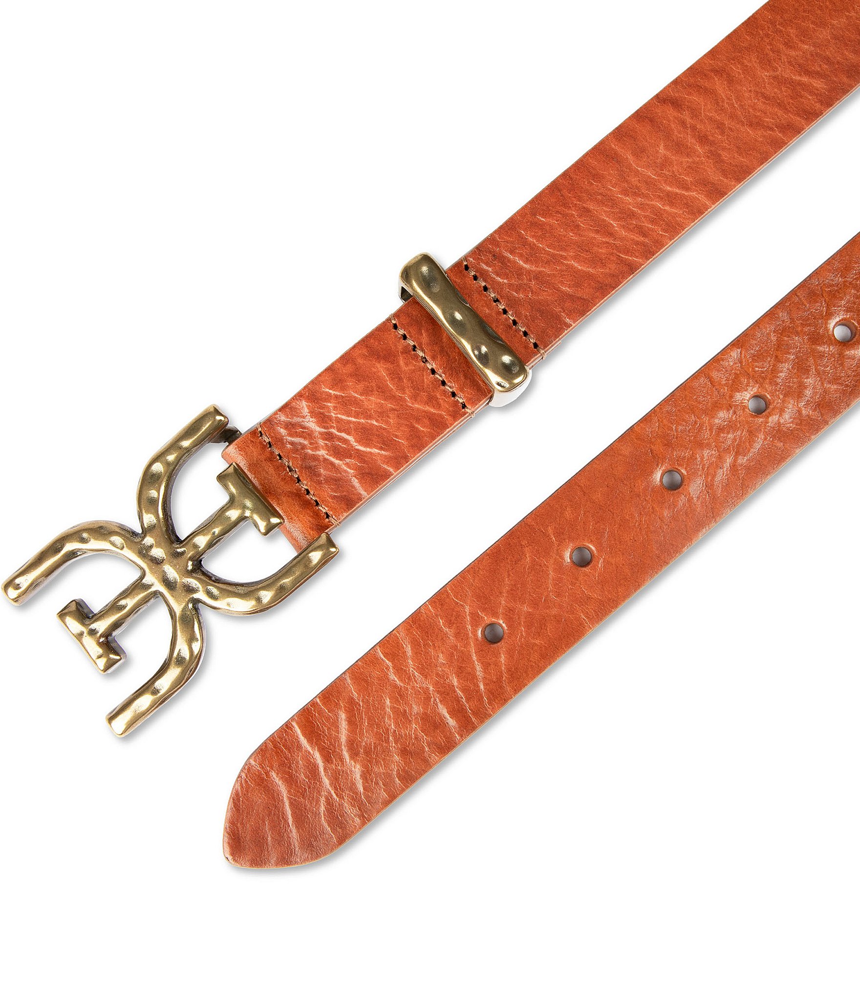 Sam Edelman 30mm Hammered Logo Buckle Leather Belt