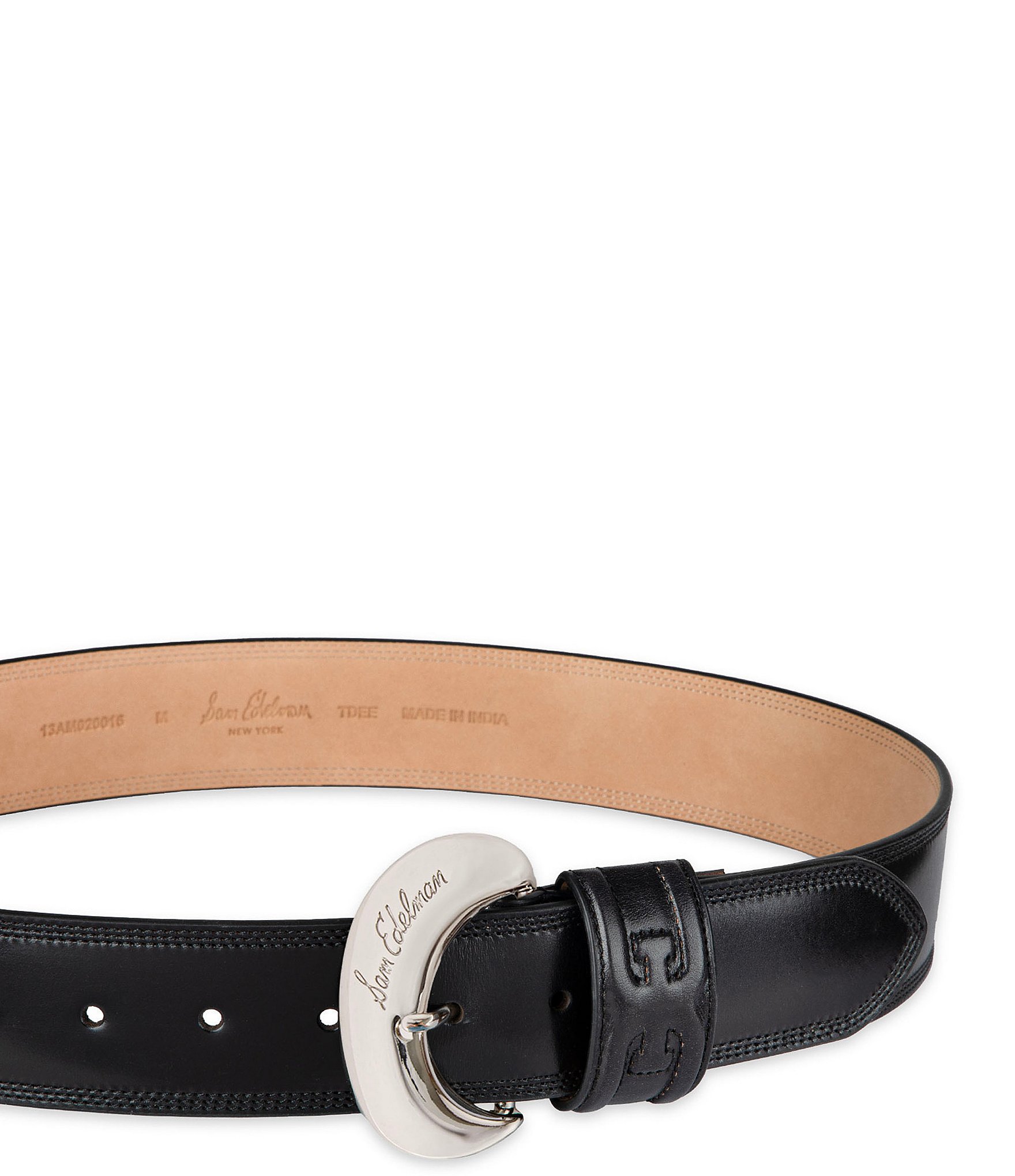 Sam Edelman 45mm Leather Organic Oversized Buckle Wide Belt