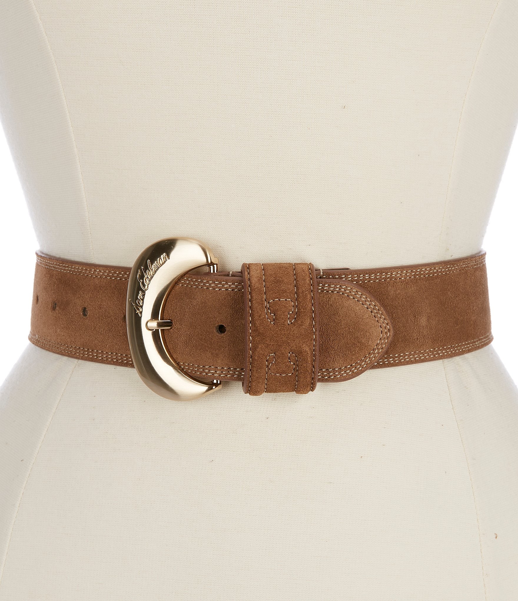 Sam Edelman 45mm Suede Organic Oversized Buckle Wide Belt