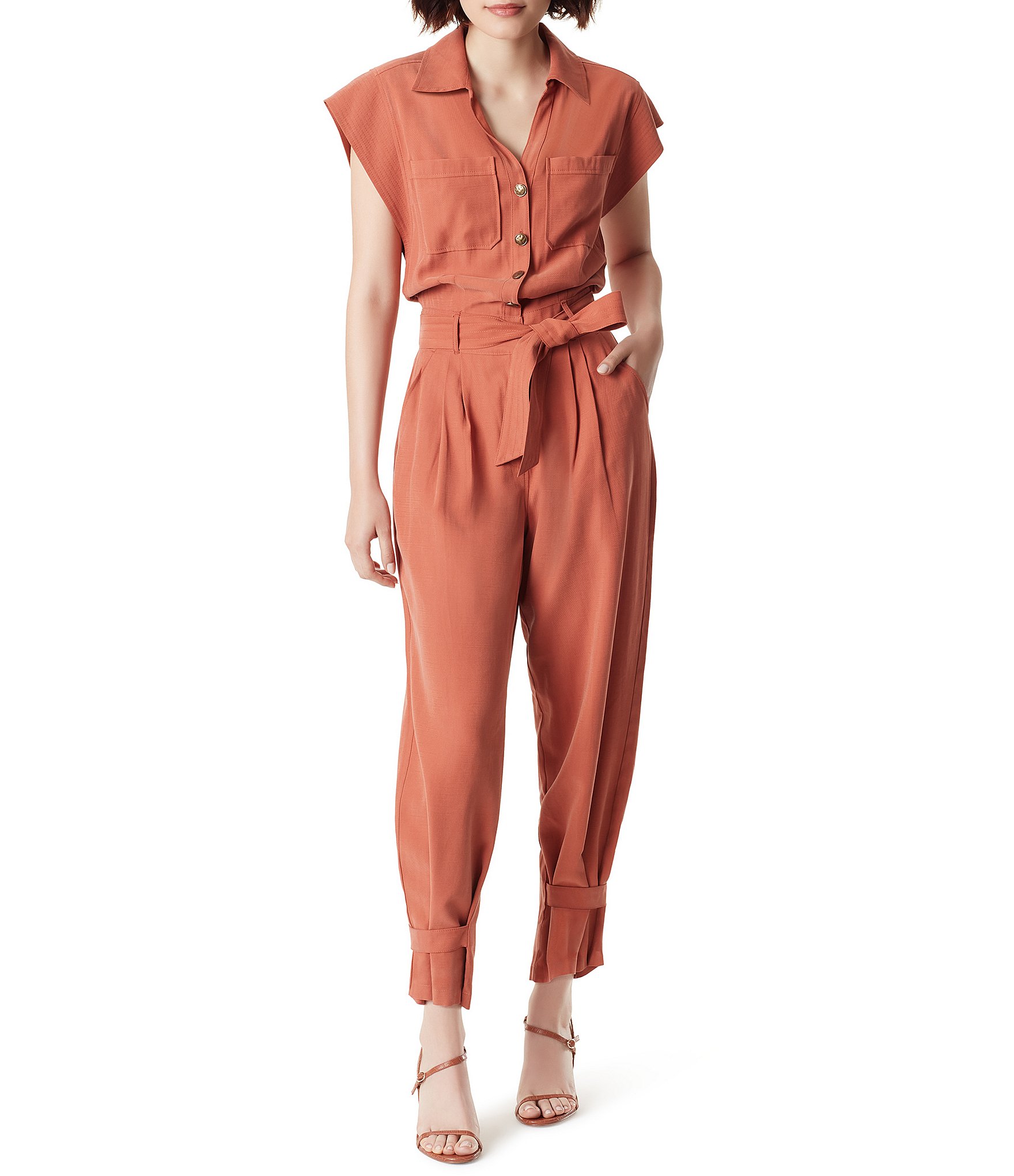Buy Women Solid Regular Fit Orange Jumpsuit Online - 760015