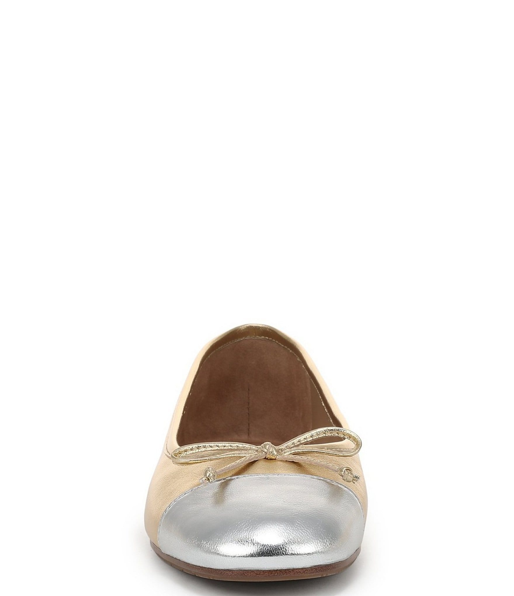 Sam Edelman Alie Cap Toe Metallic Leather Bow Ballet Flats