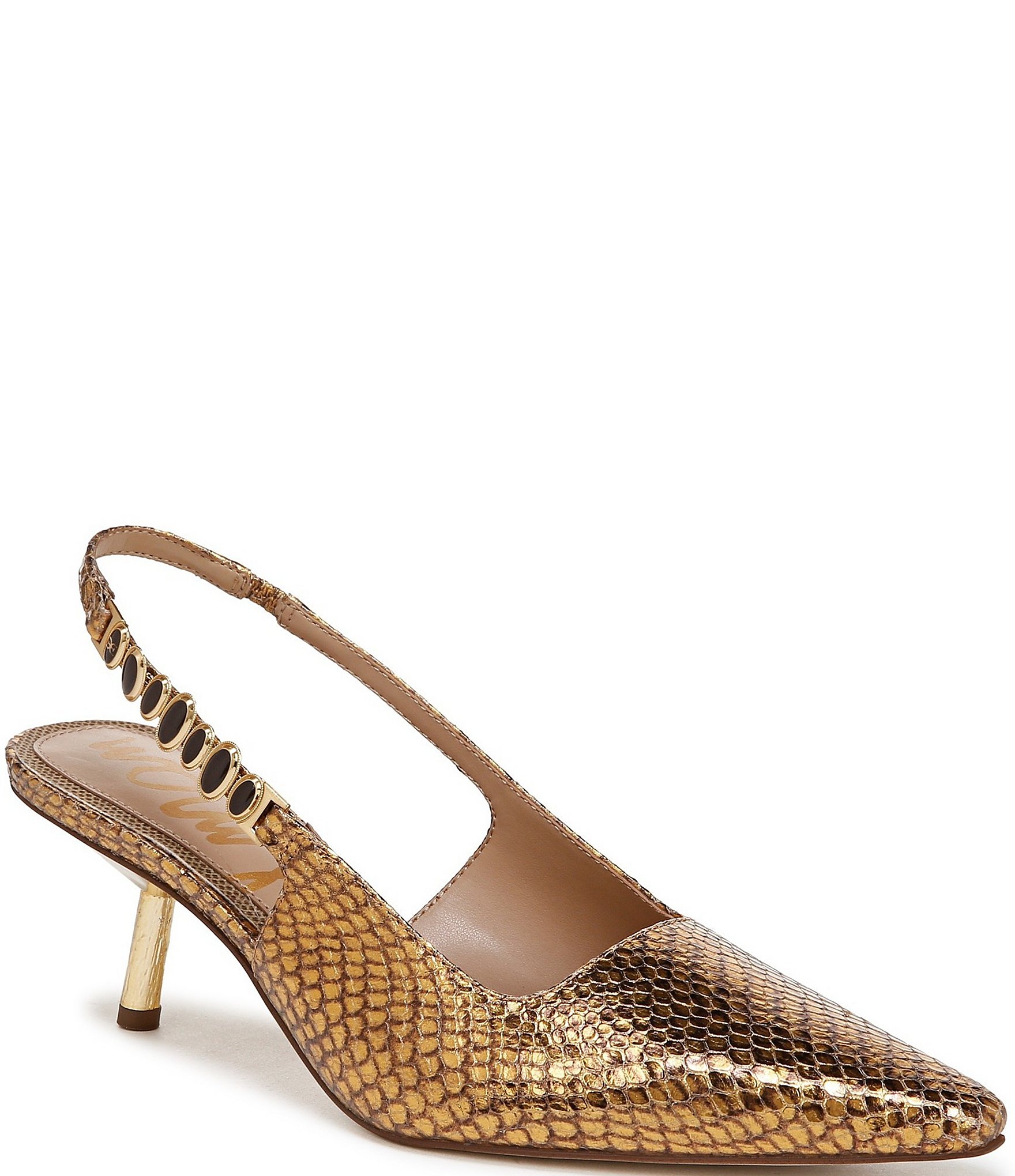 Sam Edelman Baker Metallic Snake Print Slingback Ornament