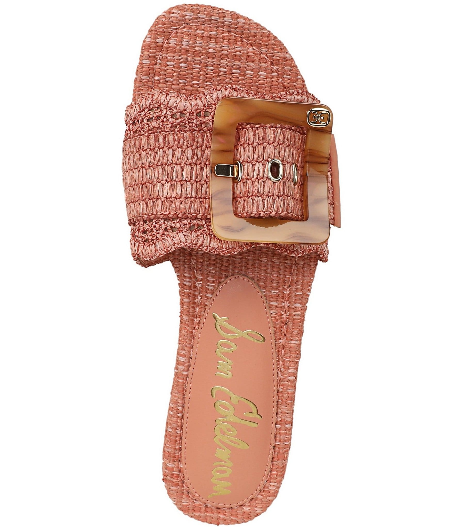 Sam Edelman Bambi Raffia Oversized Buckle Detail Slide Sandals