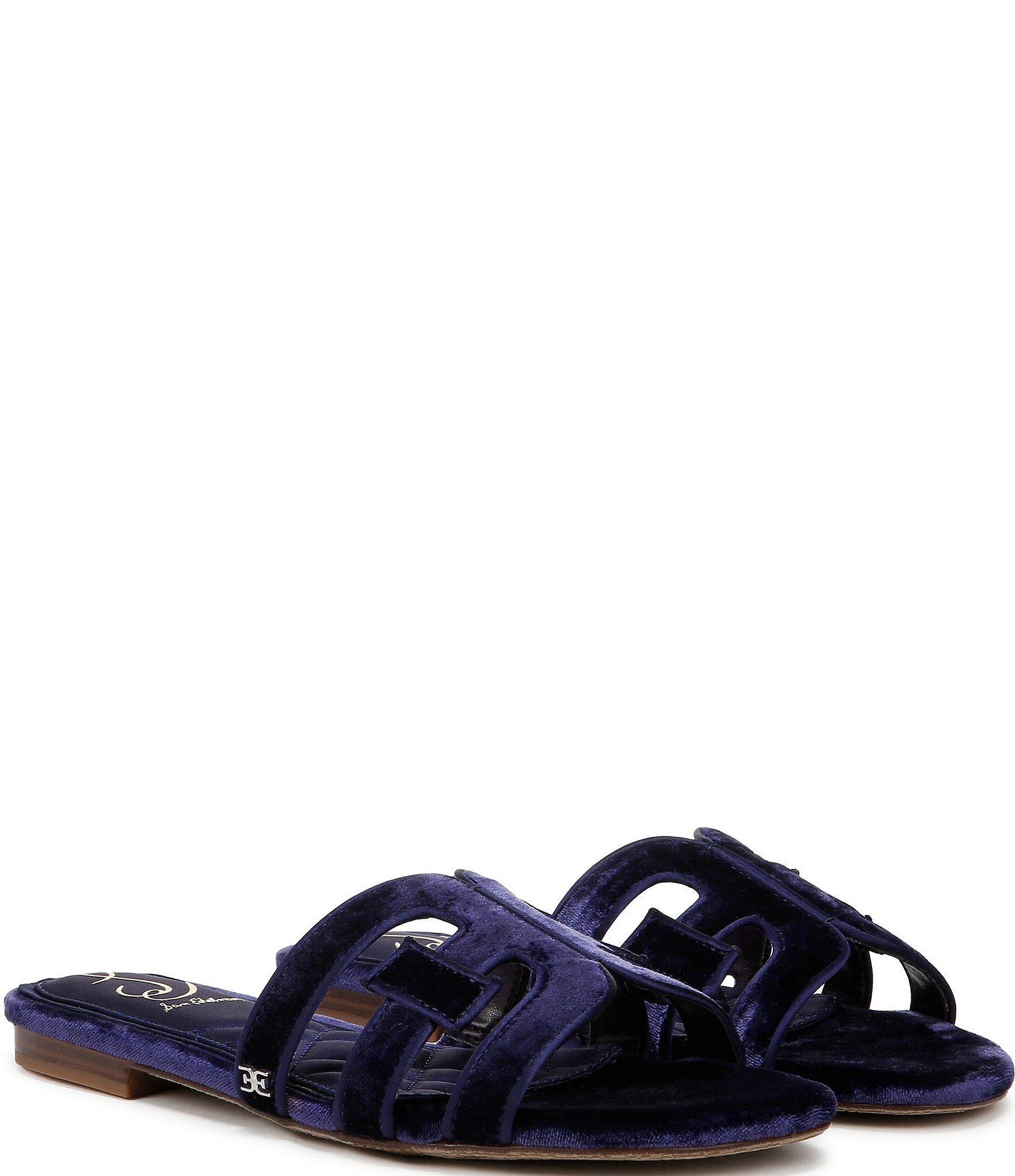 Sam Edelman Bay Honore Velvet Double E Logo Detail Slide Sandals