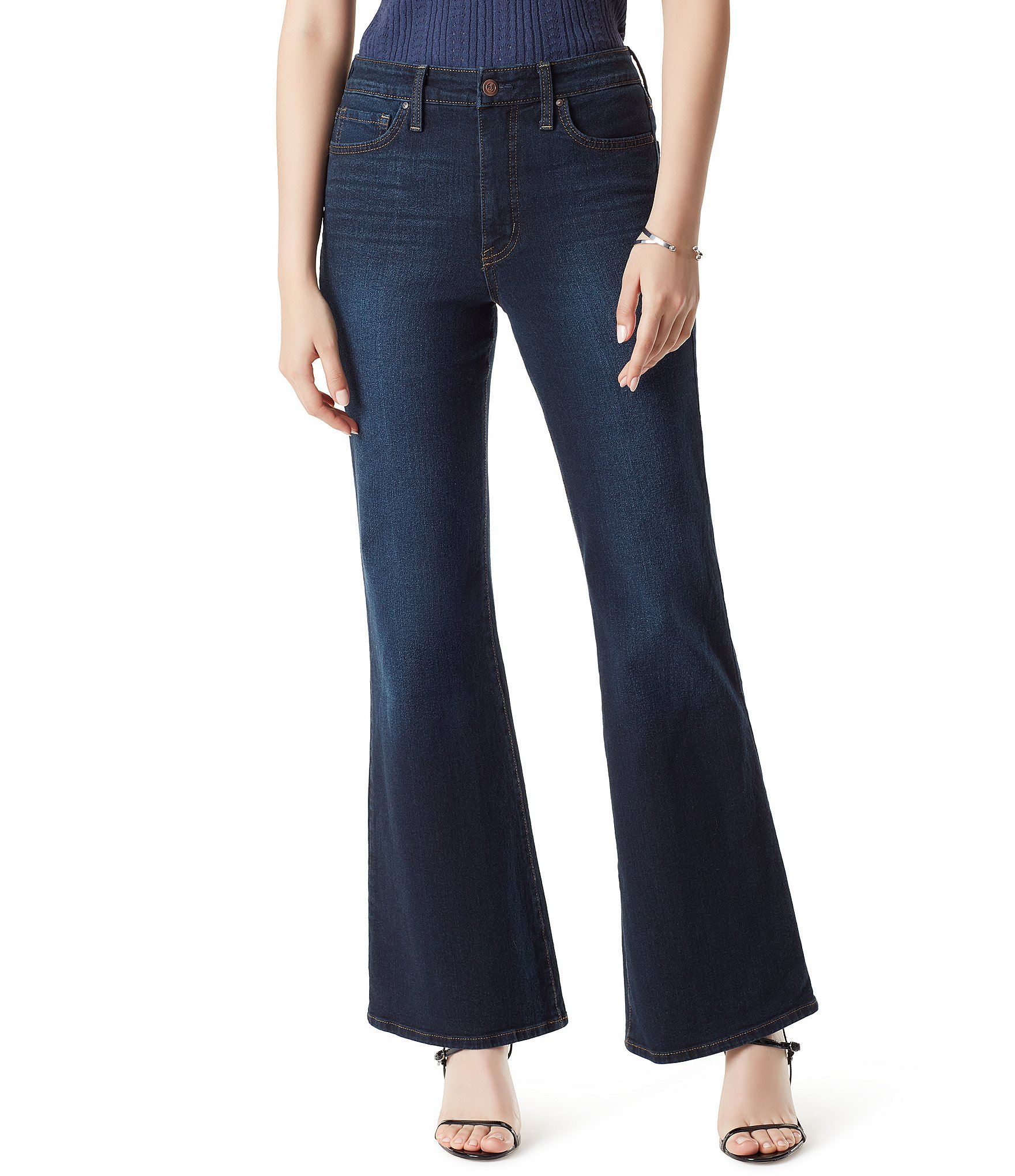 Chelsea & Violet High Rise Stretch Indigo Denim 4-Pocket Flare Jeans
