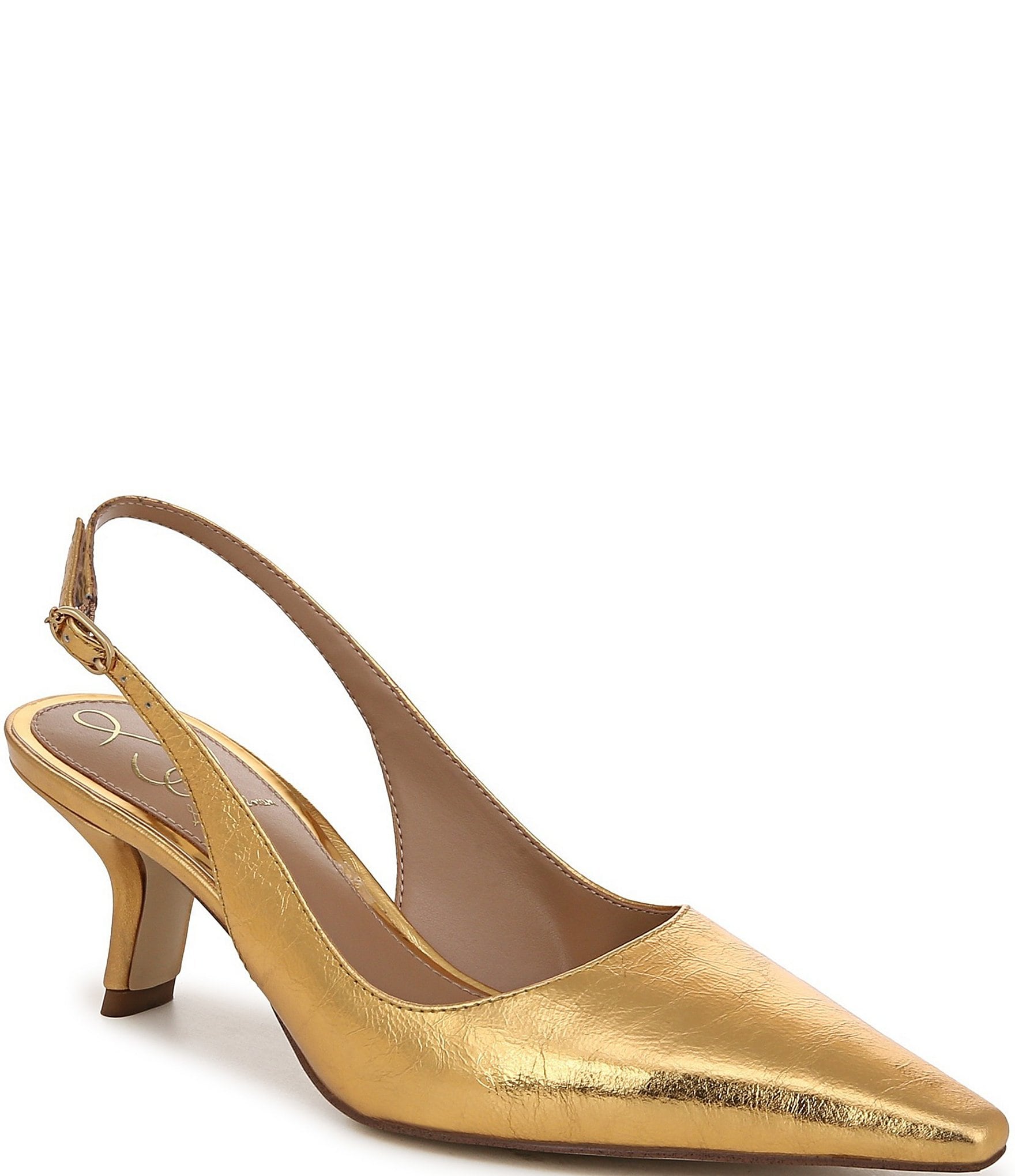 Sam Edelman Bianka Crinkle Metallic Leather Snip Toe Slingback Pumps ...