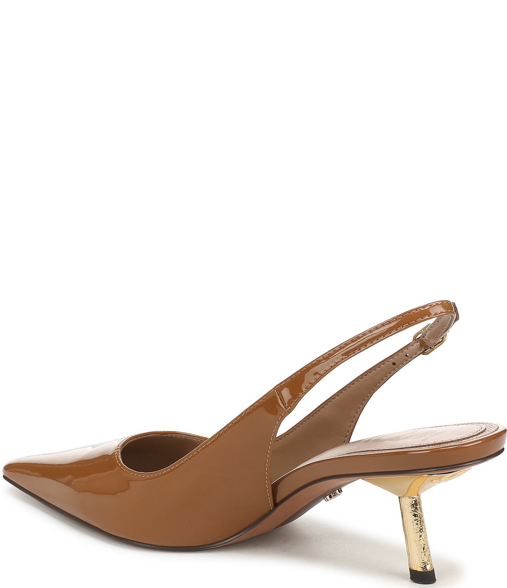 Sam Edelman Bianka Patent Leather Pointed Toe Metallic Heel Slingback Pumps