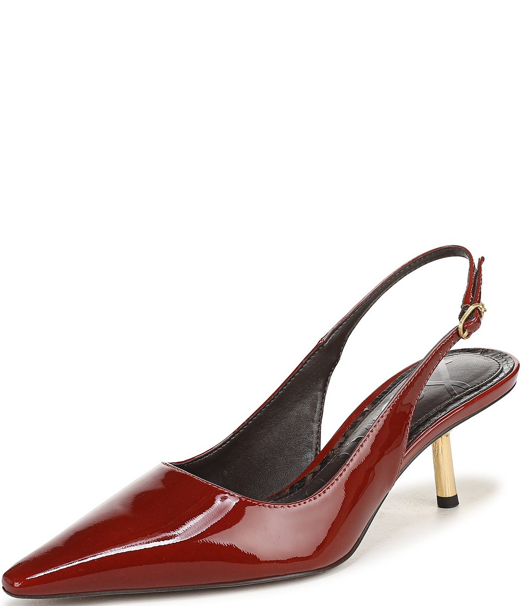 Sam Edelman Bianka Patent Leather Pointed Toe Metallic Heel Slingback Pumps