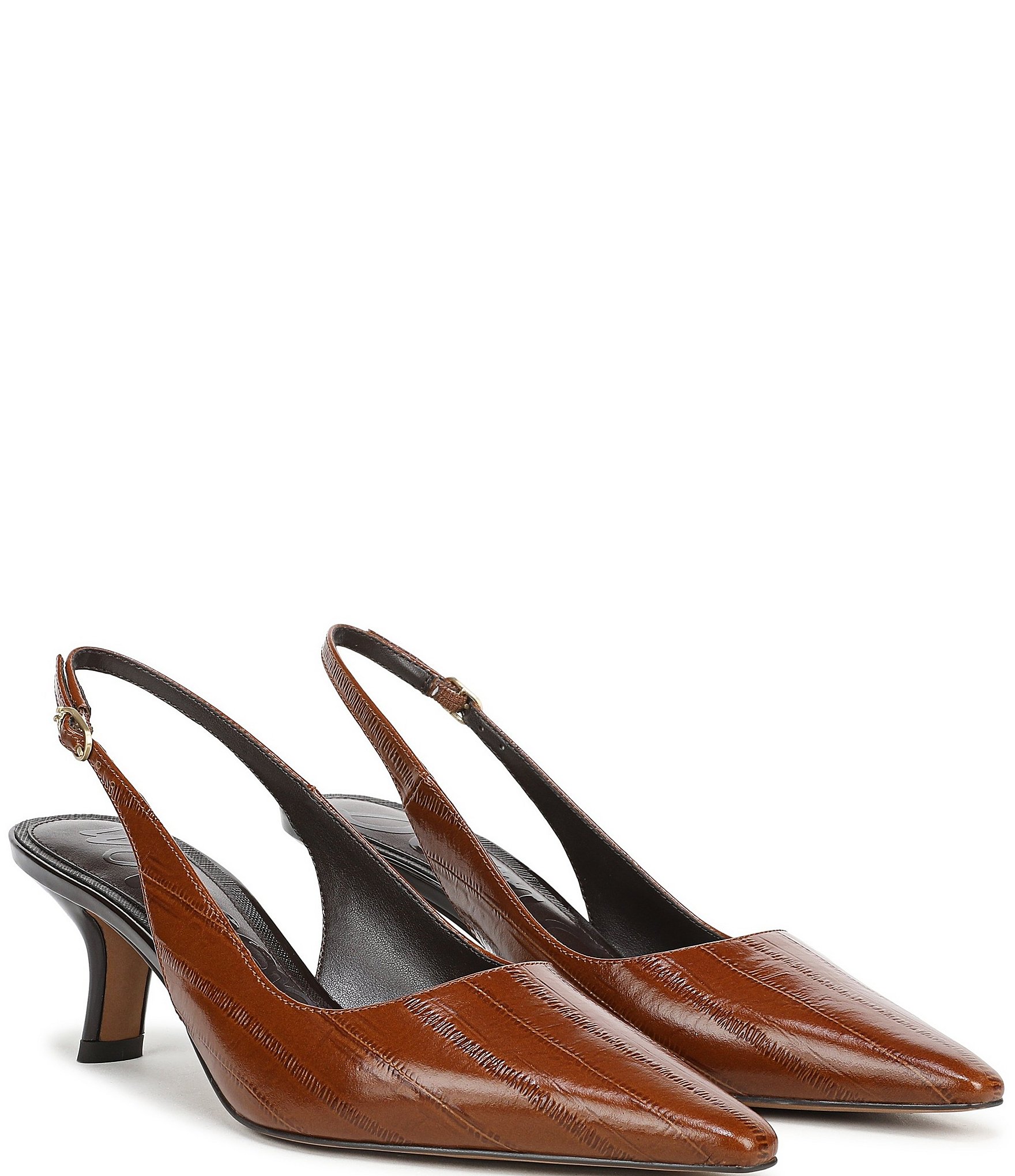 Sam Edelman Bianka Polished Eel Embossed Leather Pointed Toe Slingback Pumps