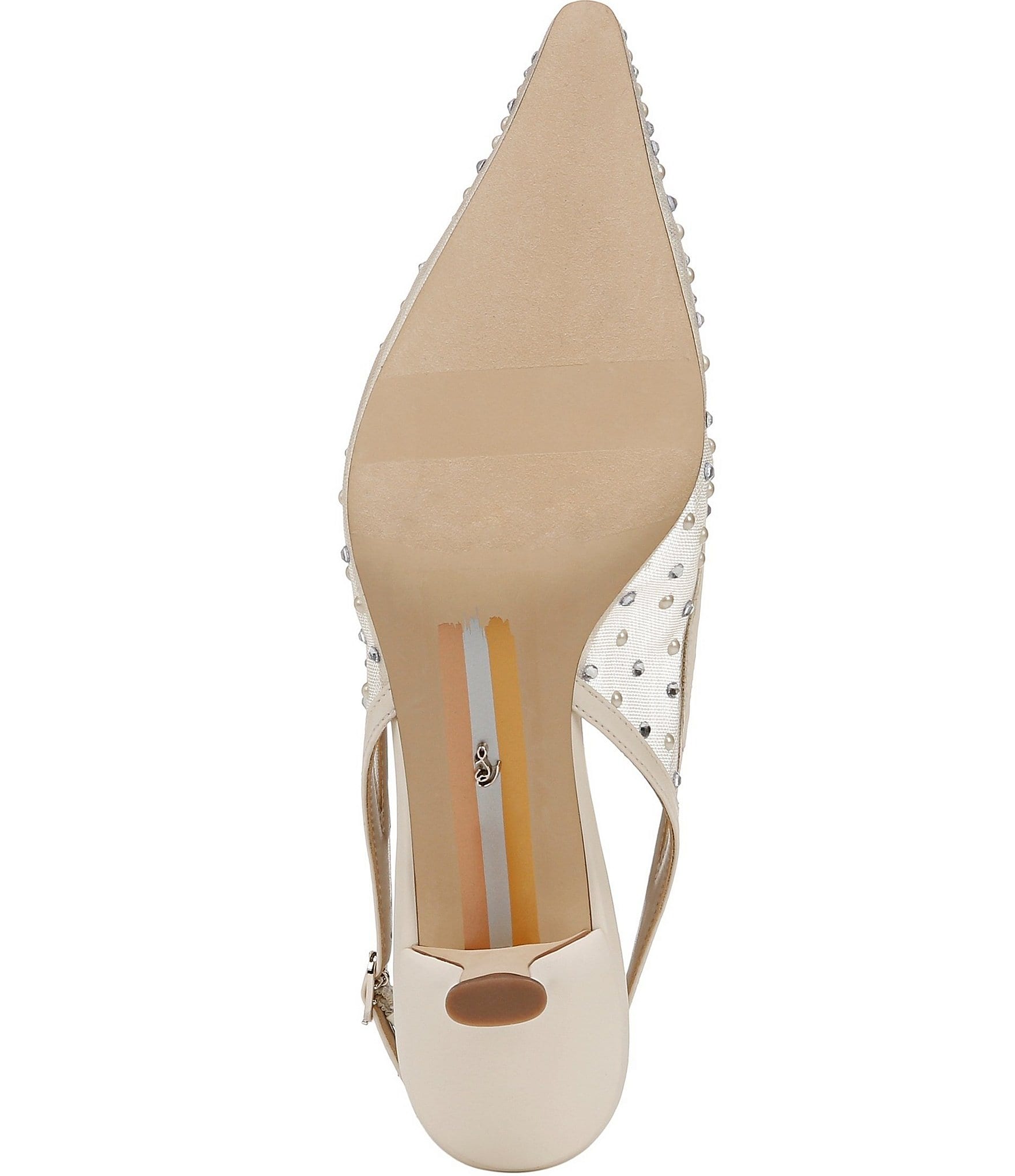 Sam Edelman Bianka Rhinestone Pearl Embellished Mesh Slingback Pumps