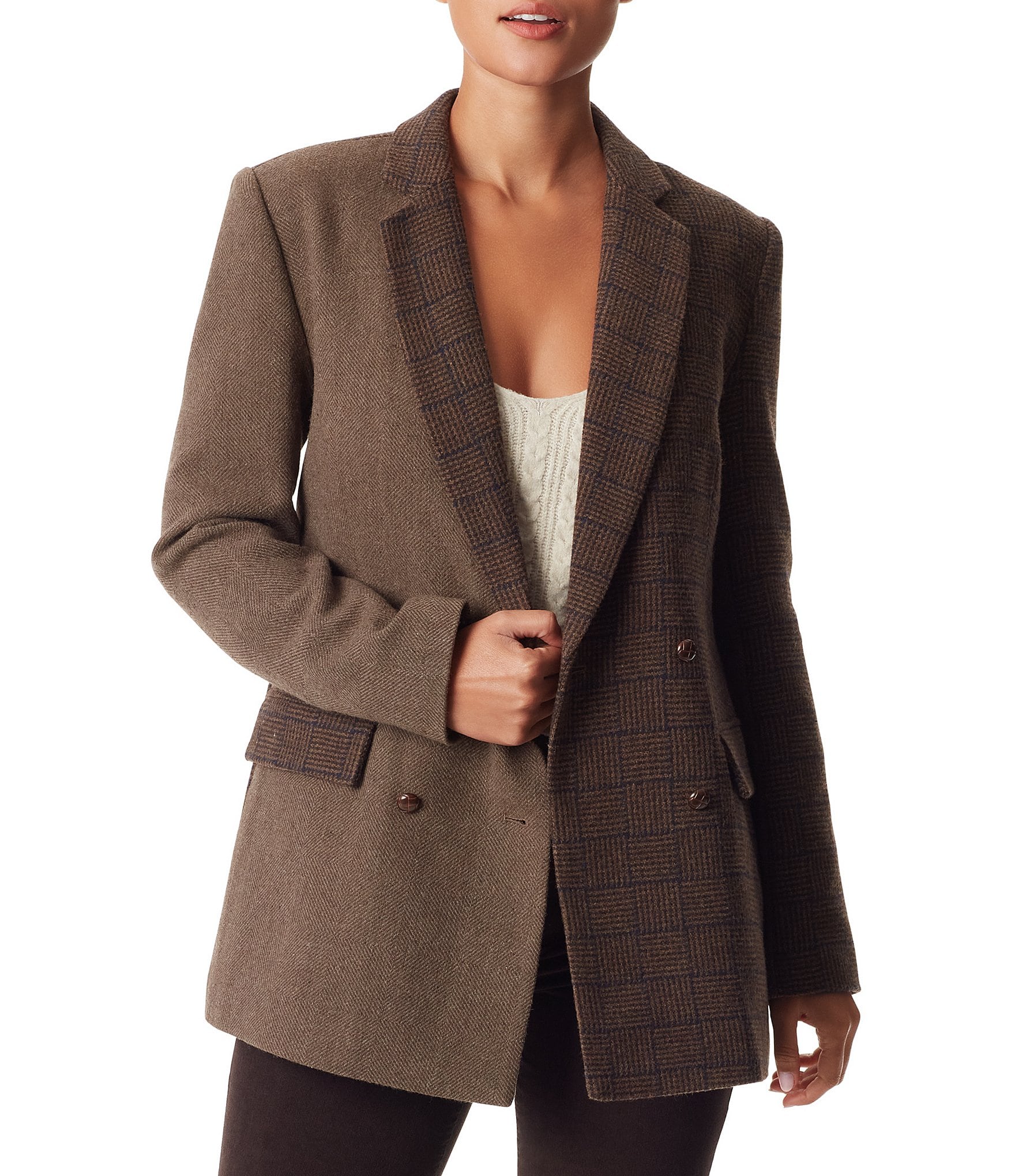 Anne Klein One Button Peak Lapel Long Sleeve Blazer Jacket