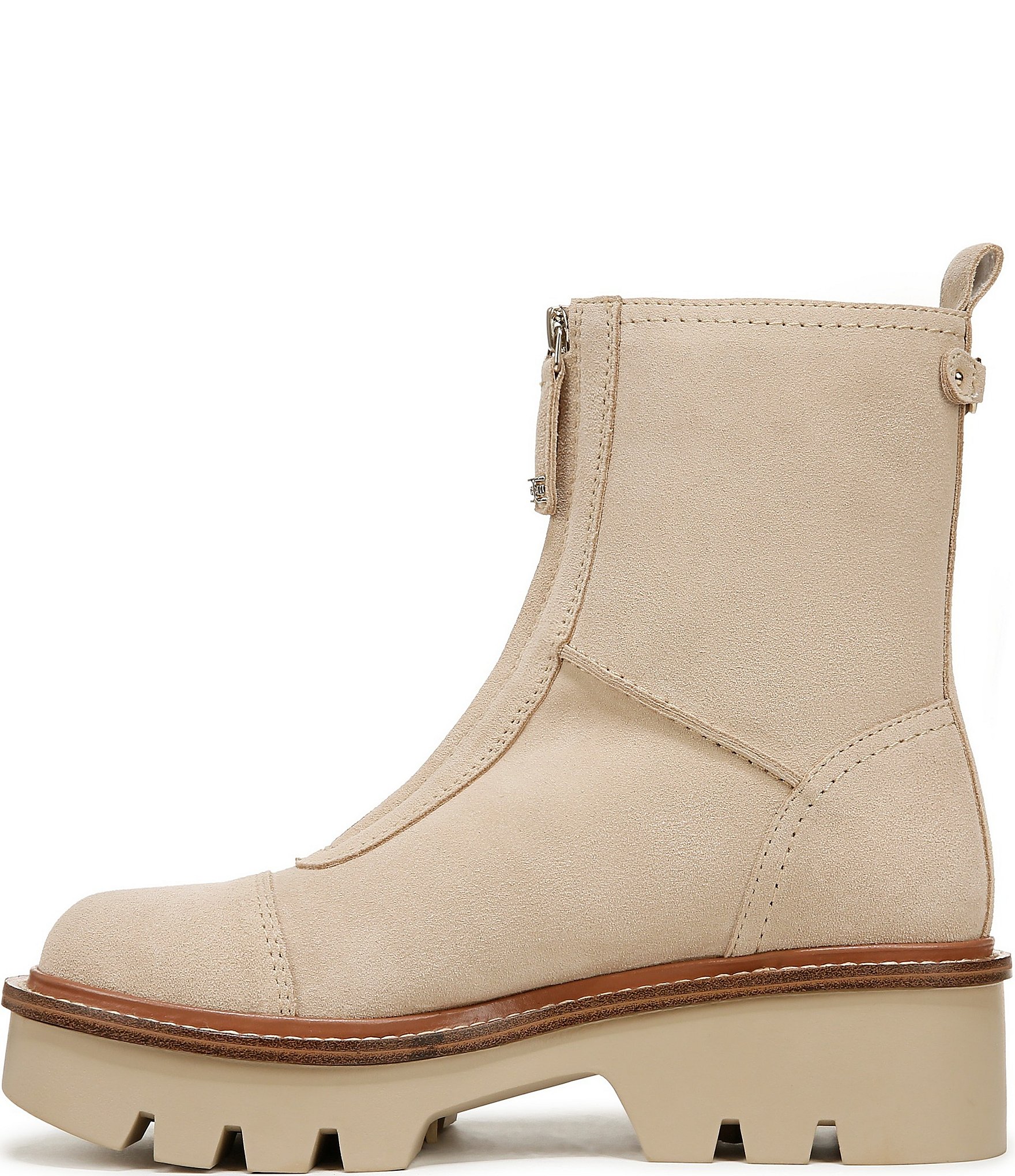 Sam Edelman Cooper Suede Chunky Lug Sole Zip Up Booties