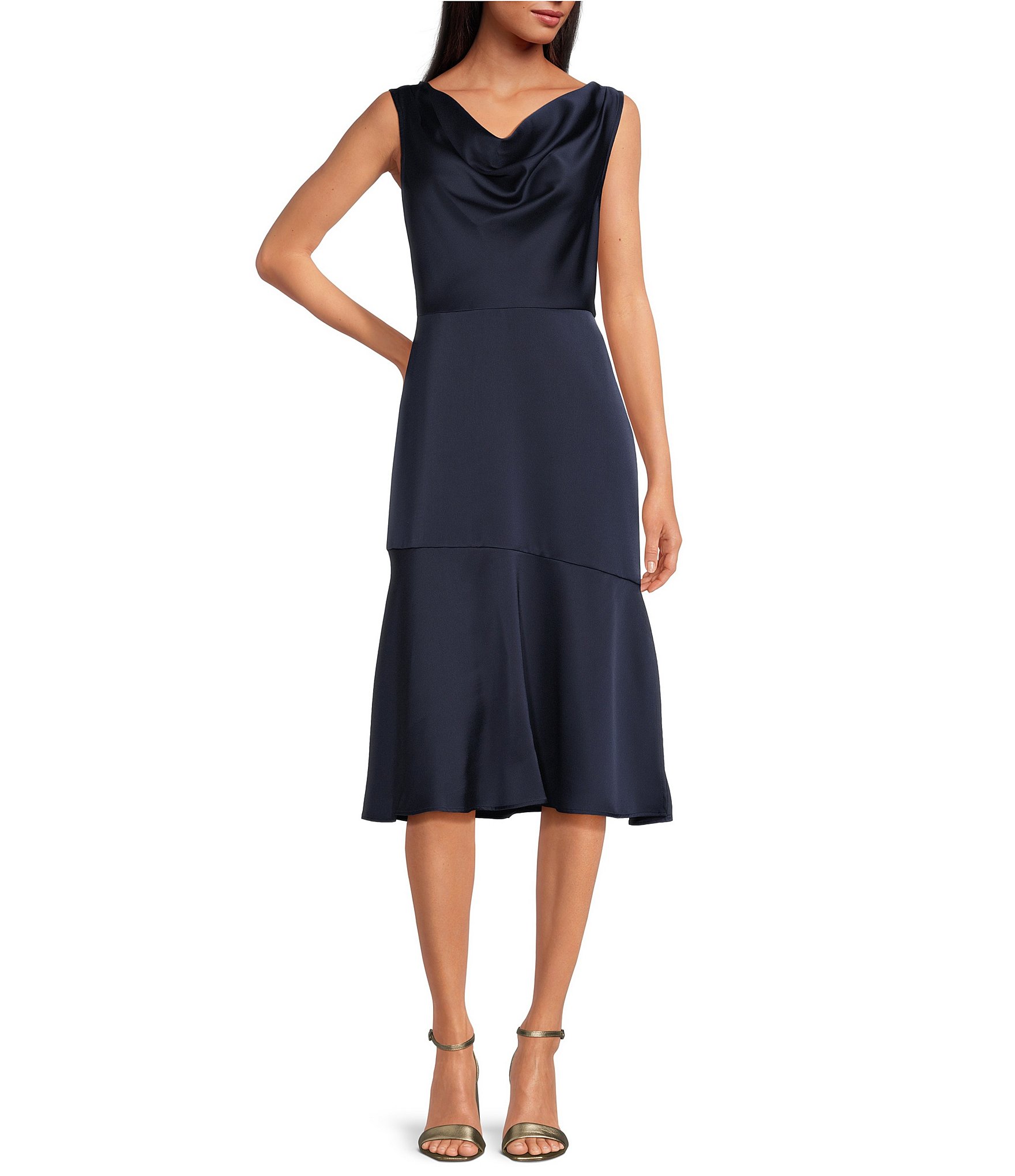 Sam Edelman Cowl Neck Sleeveless A-Line Midi Dress | Dillard's