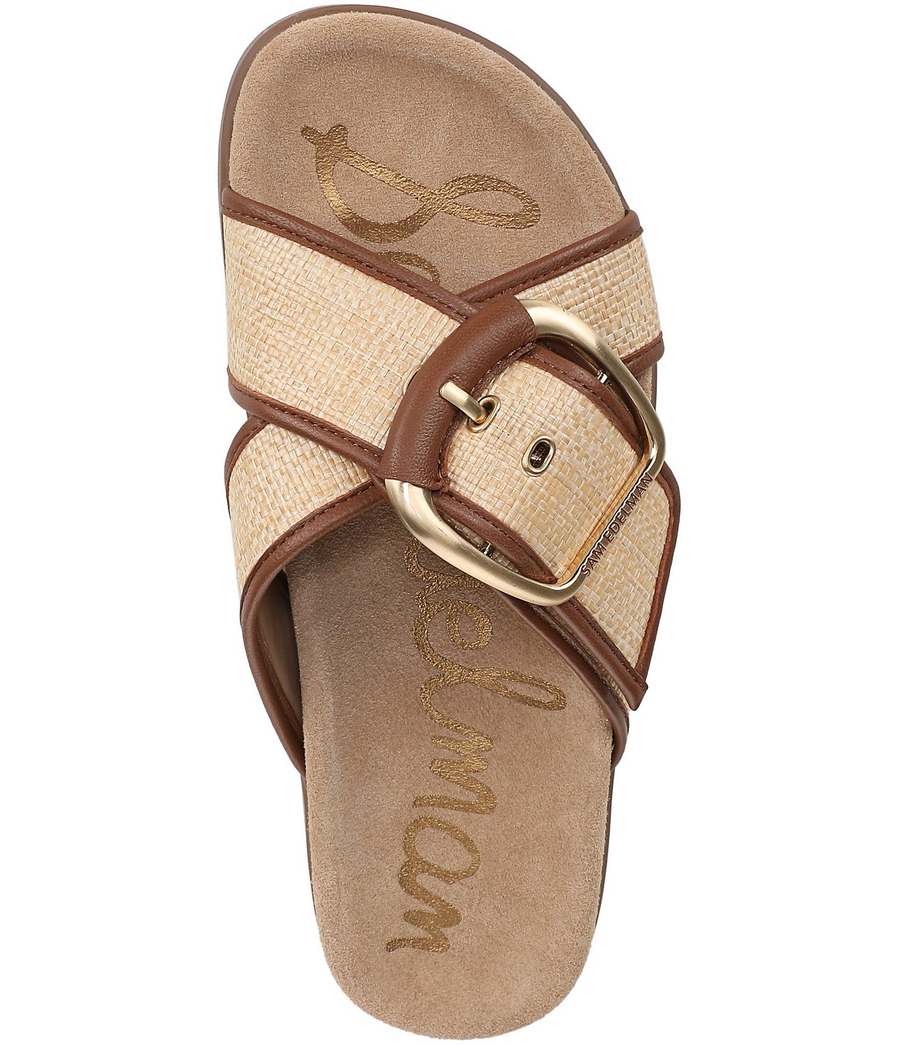 Sam Edelman Darla Basket Weave Multi Cross Buckle Hardware Slide Sandals
