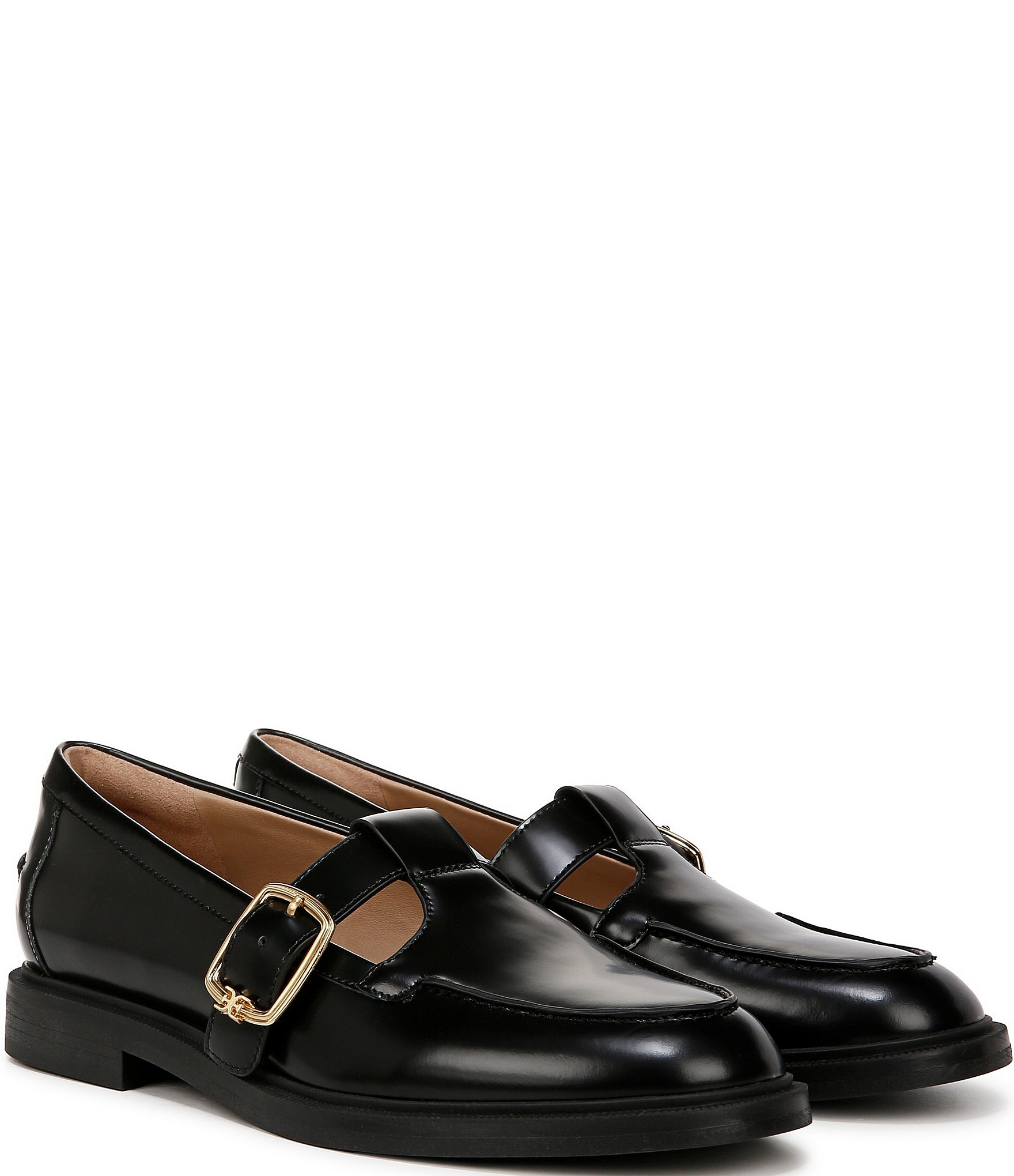 Sam Edelman Elaina Leather T Strap Oversize Buckle Hardware Mary Jane Loafers