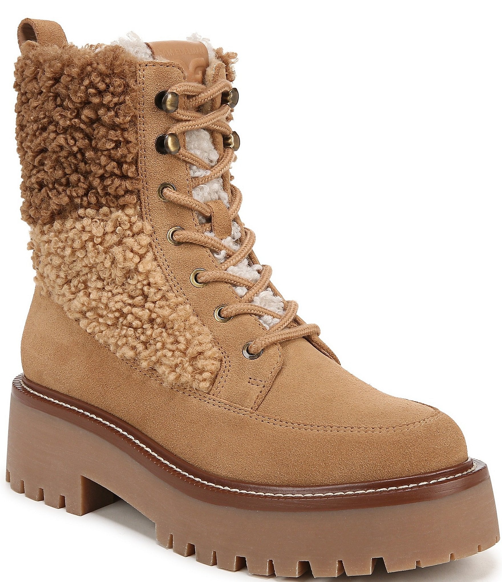 Sam Edelman Elliot Faux Shearling Suede Chunky Lug Sole Zip Up Booties ...