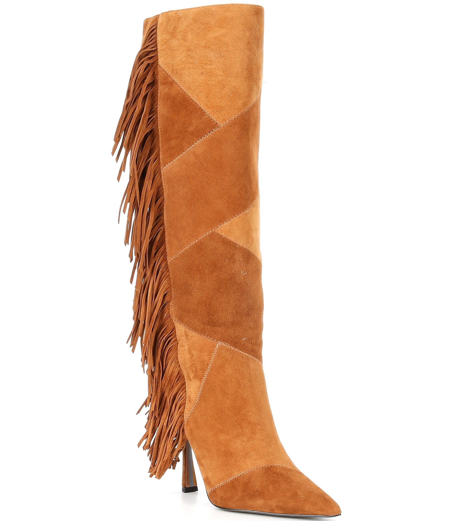 Sam Edelman Ellis Suede Patchwork Fringe Detail Tall Dress Boots ...