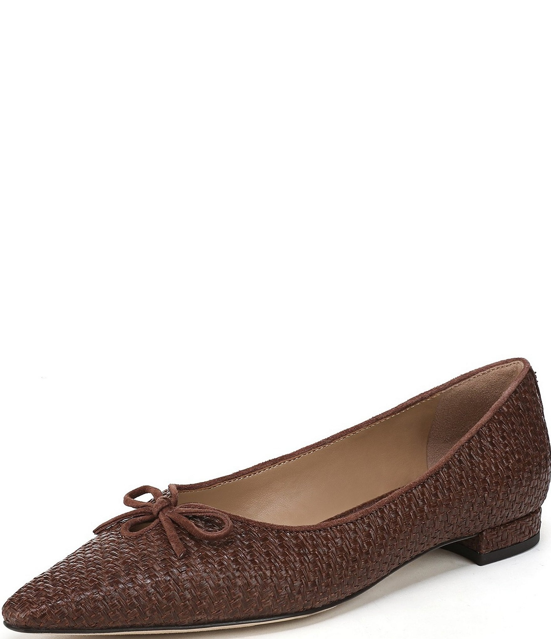 Sam Edelman Esmira Raffia and Suede Bow Detail Ballet Flats