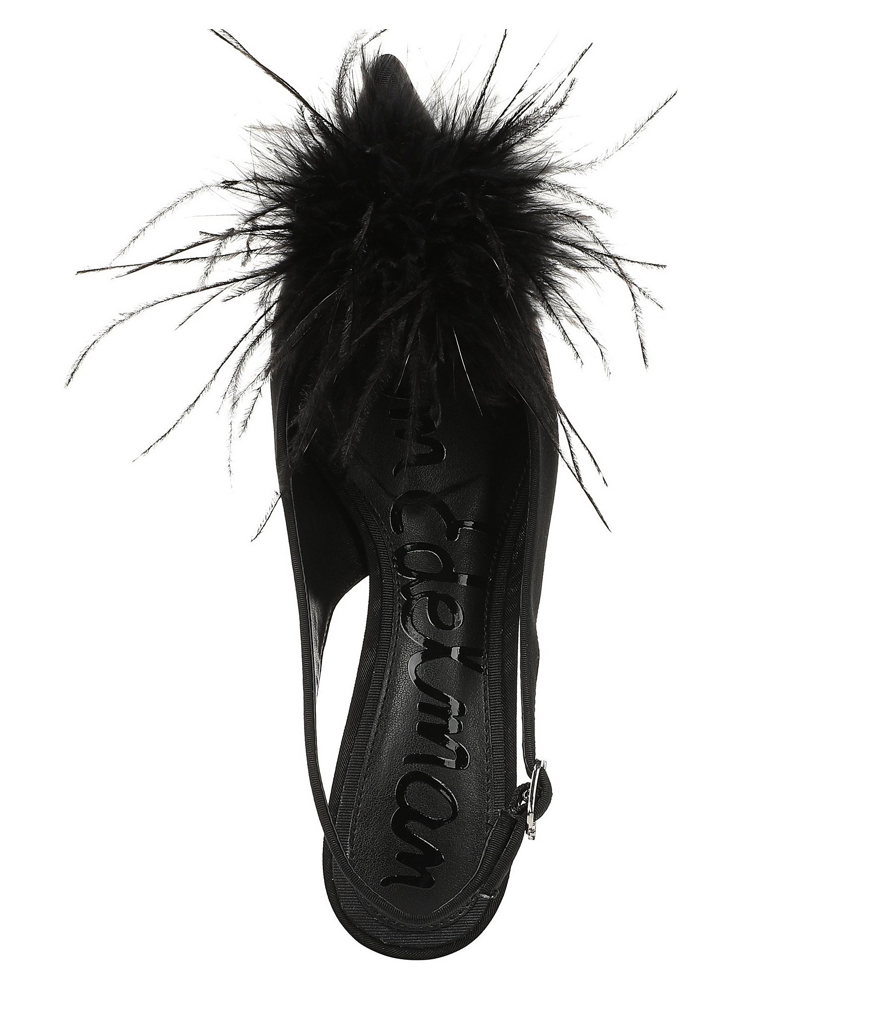 Sam Edelman Finch Feather Pom Pom Textured Fabric Pointed Toe Slingback Pumps