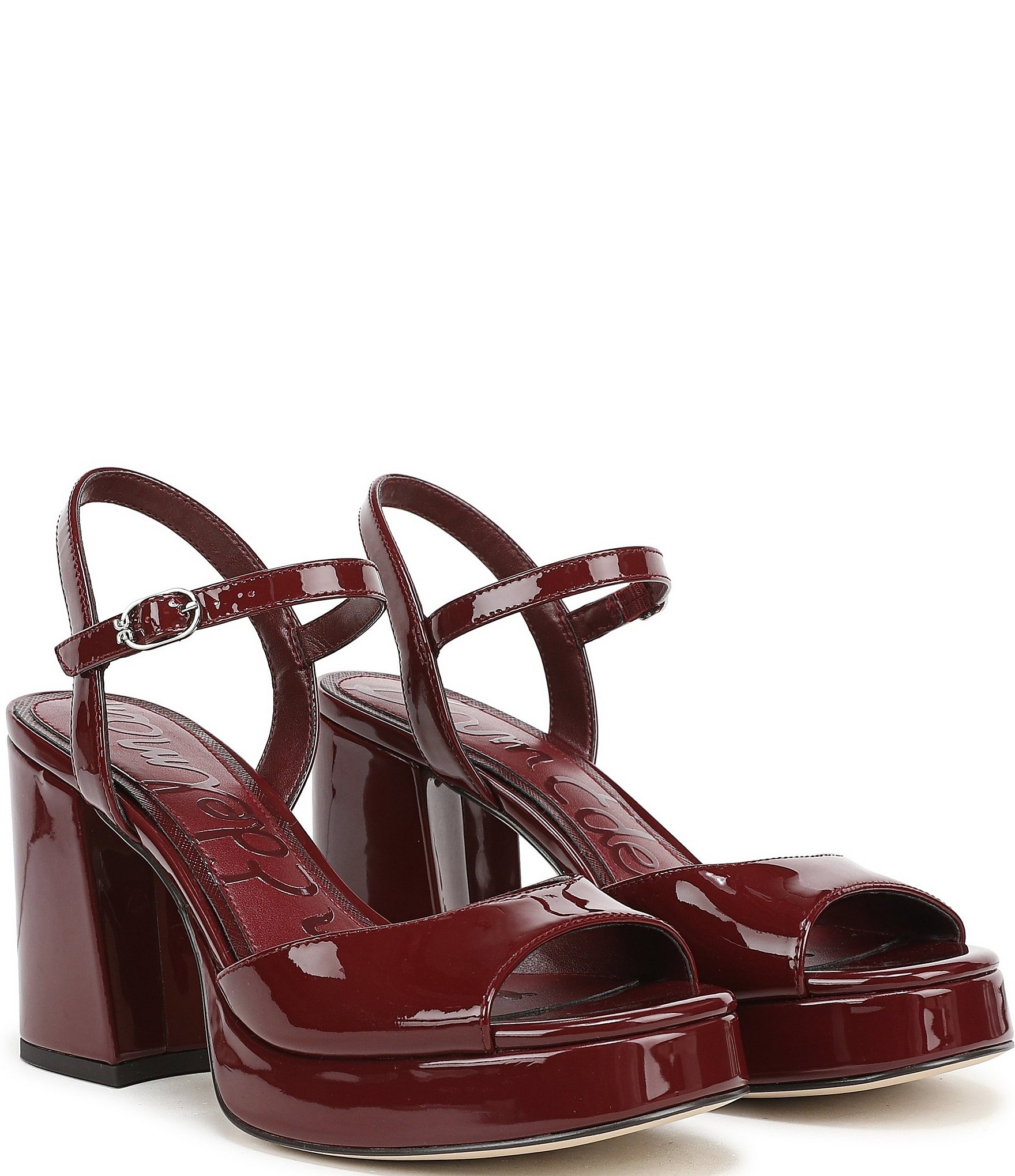 Sam Edelman Fleur Patent Leather Ankle Strap Platform Dress Sandals