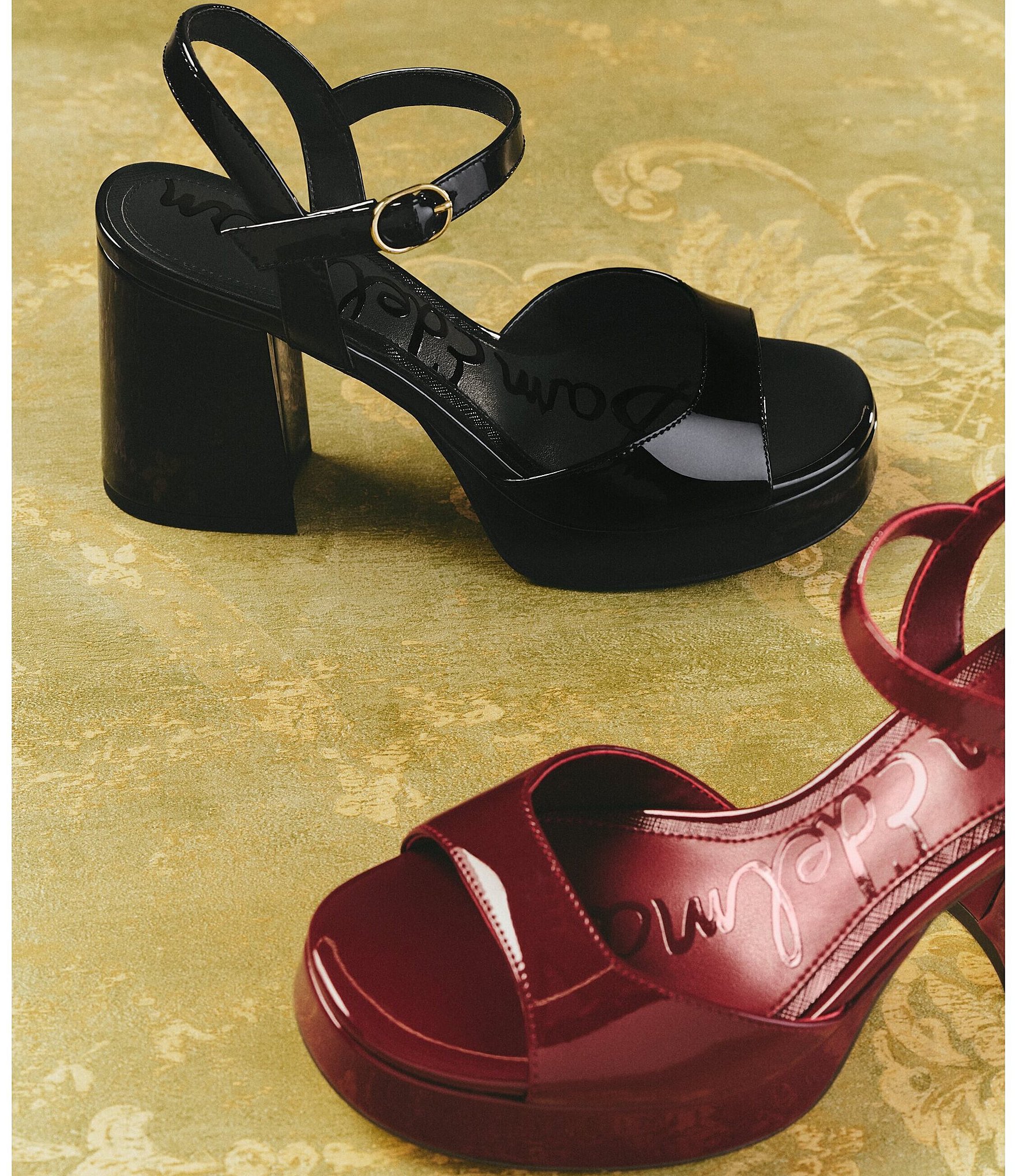 Sam Edelman Fleur Patent Leather Ankle Strap Platform Dress Sandals