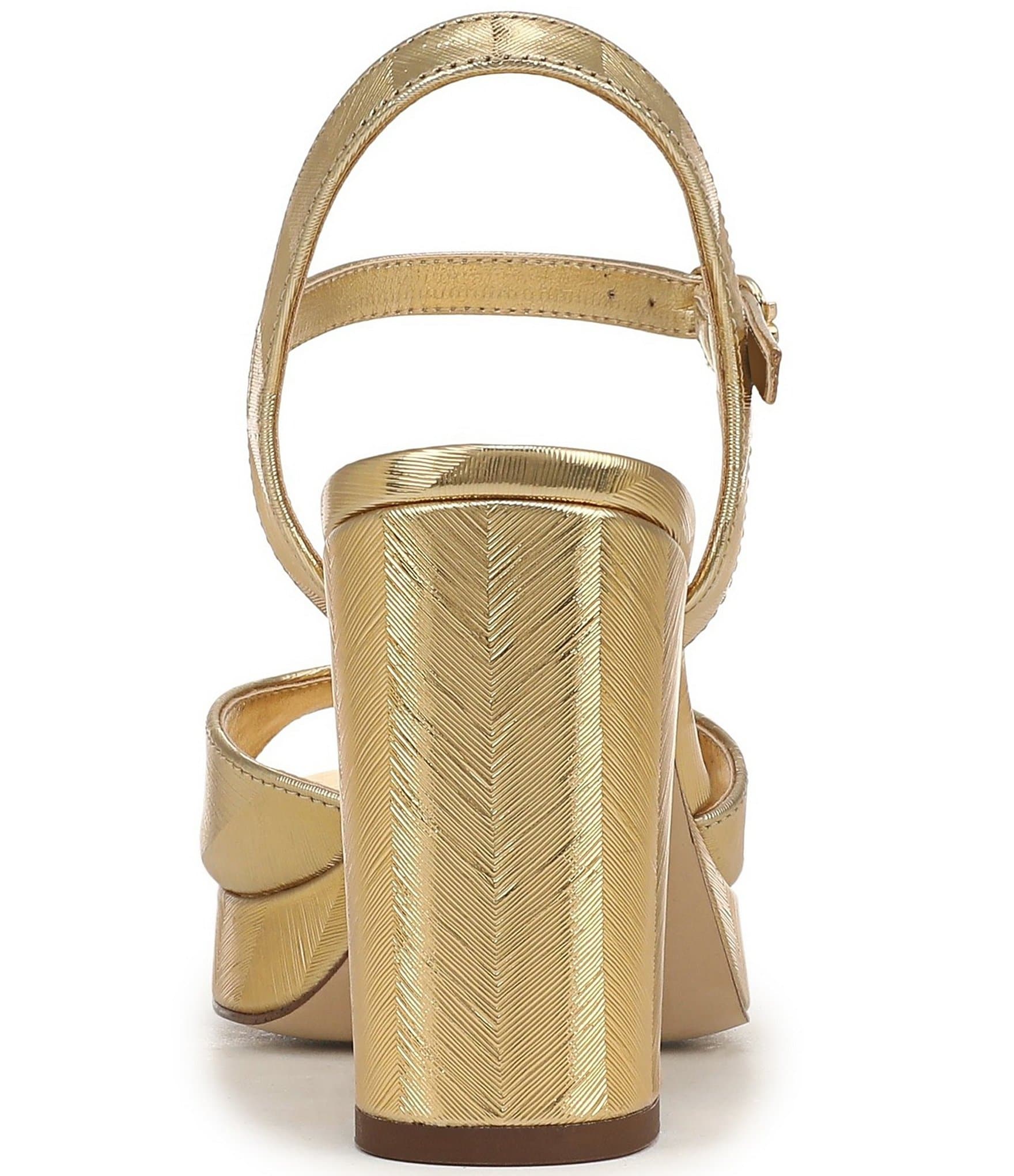 Sam Edelman Fleur Striped Metallic Leather Ankle Strap Platform Dress Sandals