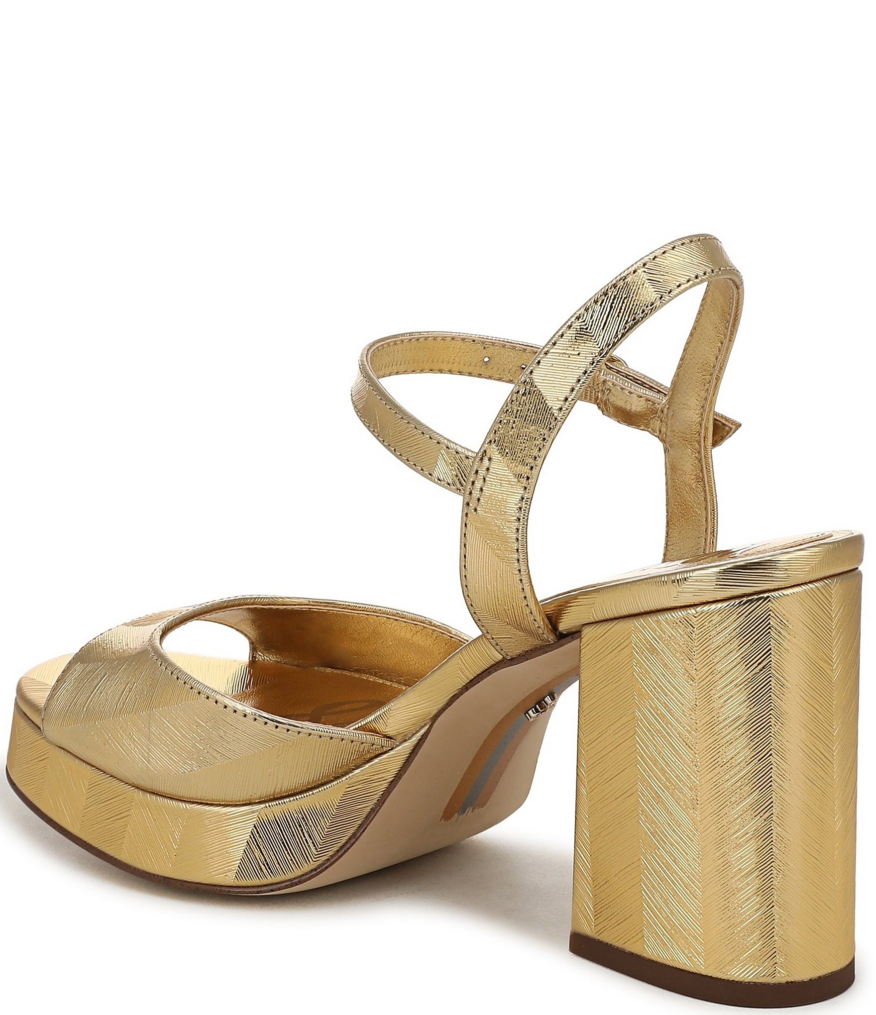 Sam Edelman Fleur Striped Metallic Leather Ankle Strap Platform Dress Sandals